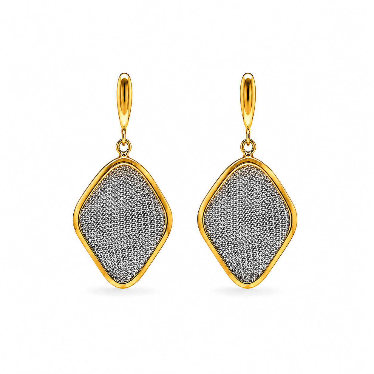 AIMA 18K Gold Vermeil Small Drop Earring with Silver Mesh