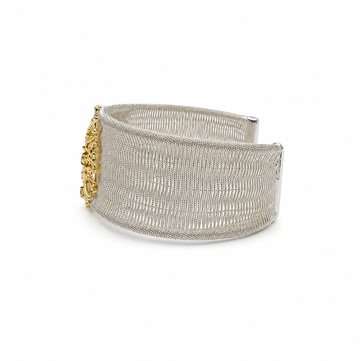 NURAI 18K Gold Vermeil Ricami Cuff Bracelet with Blue Topaz