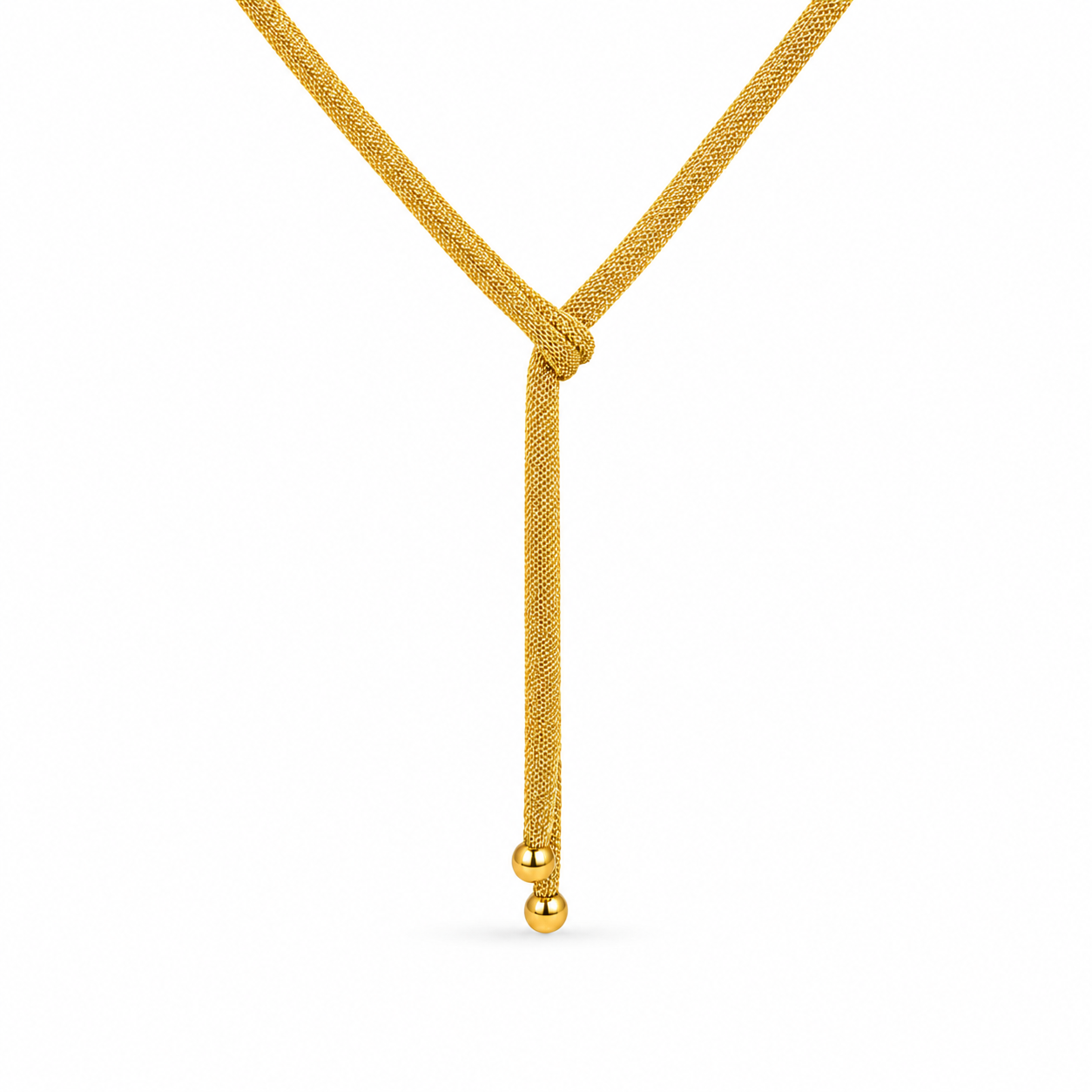 AIMA 18K Gold Vermeil Lariat Necklace with Gold Mesh