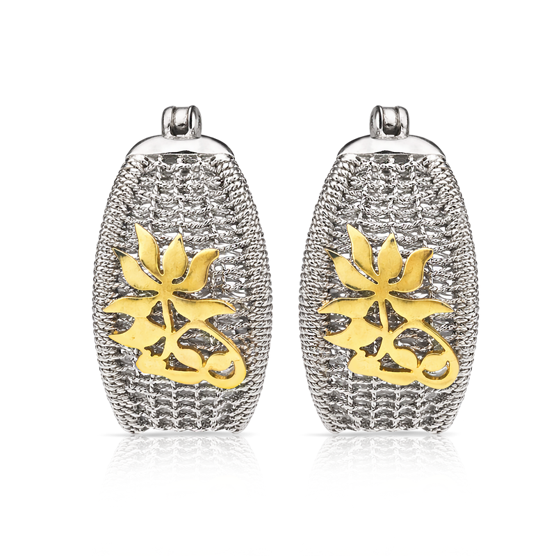 RICAMI Sterling Silver and 18K Gold Design hoop earring