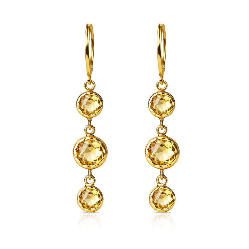 AURORA 18K Gold Vermeil Multi Stone Drop Earring with Citrine