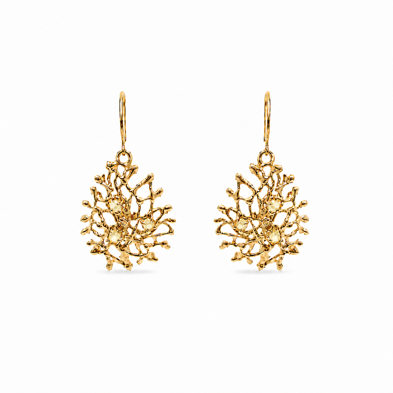 NURAI 18K Gold Vermeil Hoop Drop Earrings with Citrine