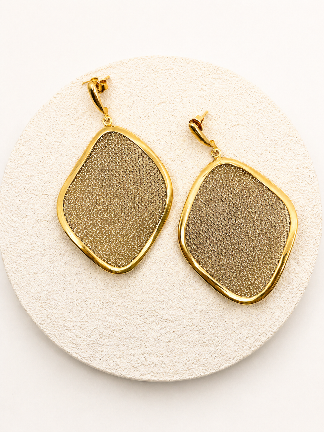 AIMA 18K Gold Vermeil Drop Earring with Gold Mesh