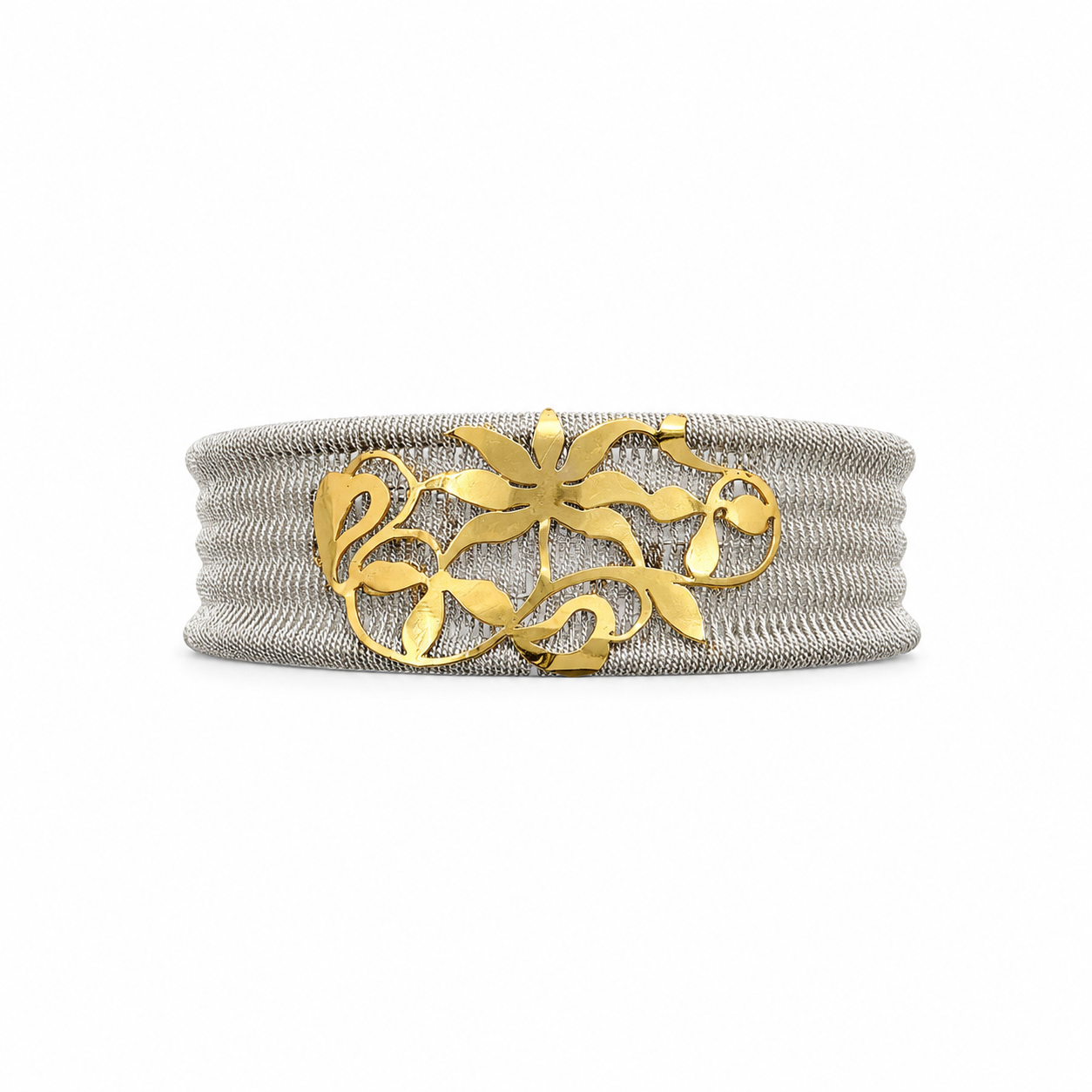 RICAMI Sterling Silver and Solid 18K Gold small cuff Bracelet