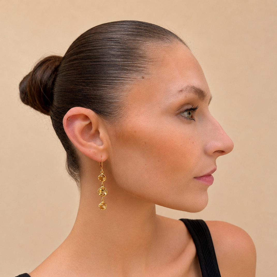 AURORA 18K Gold Vermeil Multi Stone Drop Earring with Citrine