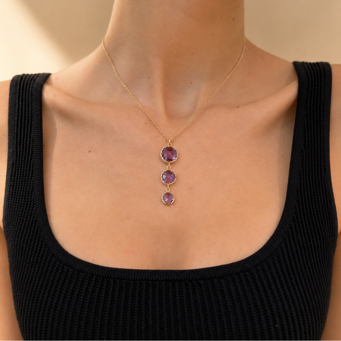 AURORA Amethyst Drop Pendant Necklace