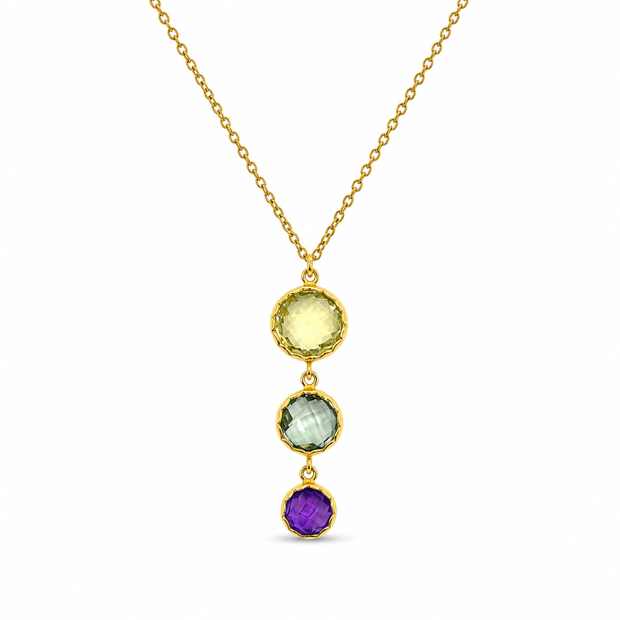 AURORA Multi Stone Drop Pendant Necklace