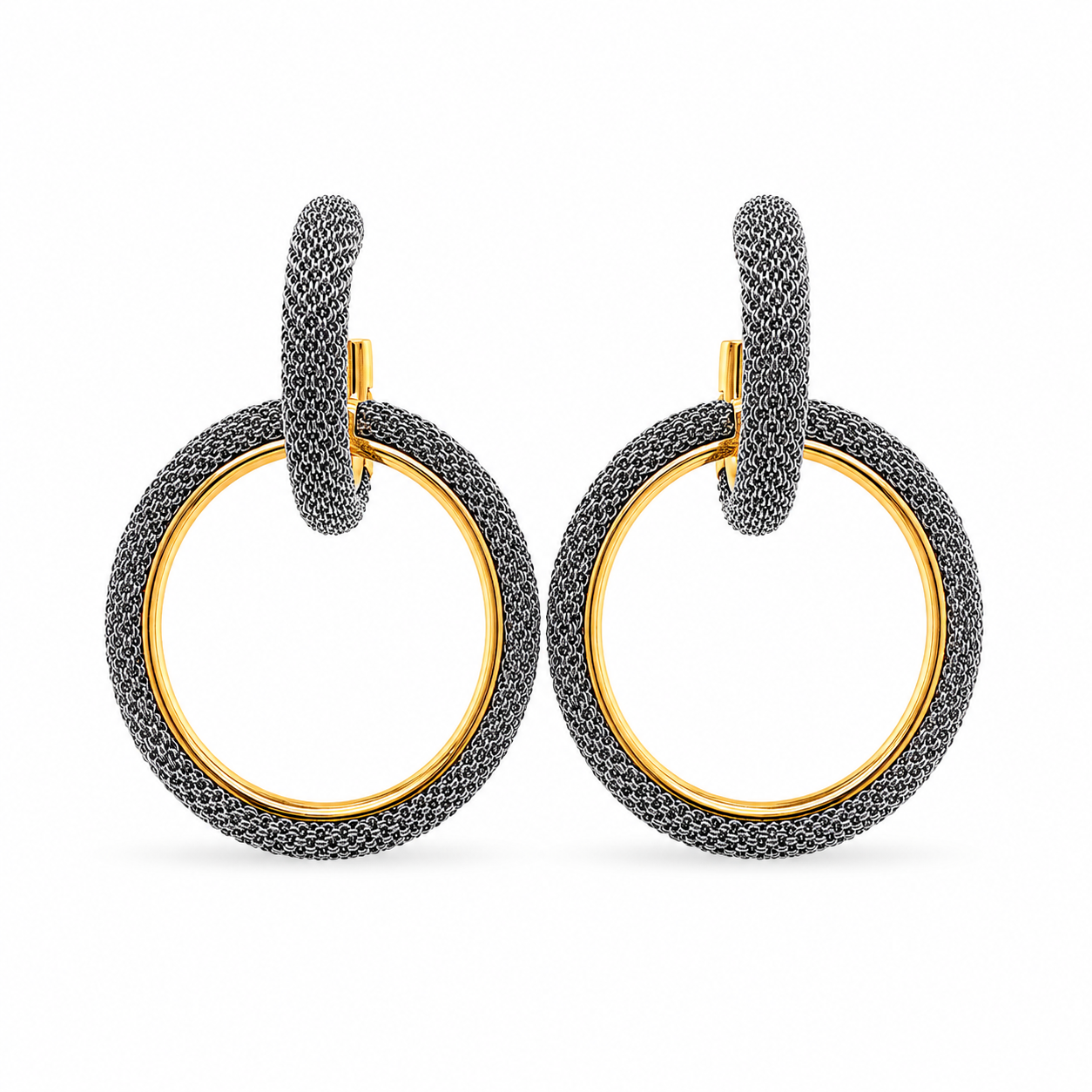 AIMA 18K Gold Vermeil Interlocking Hoop Earrings with Silver Mesh