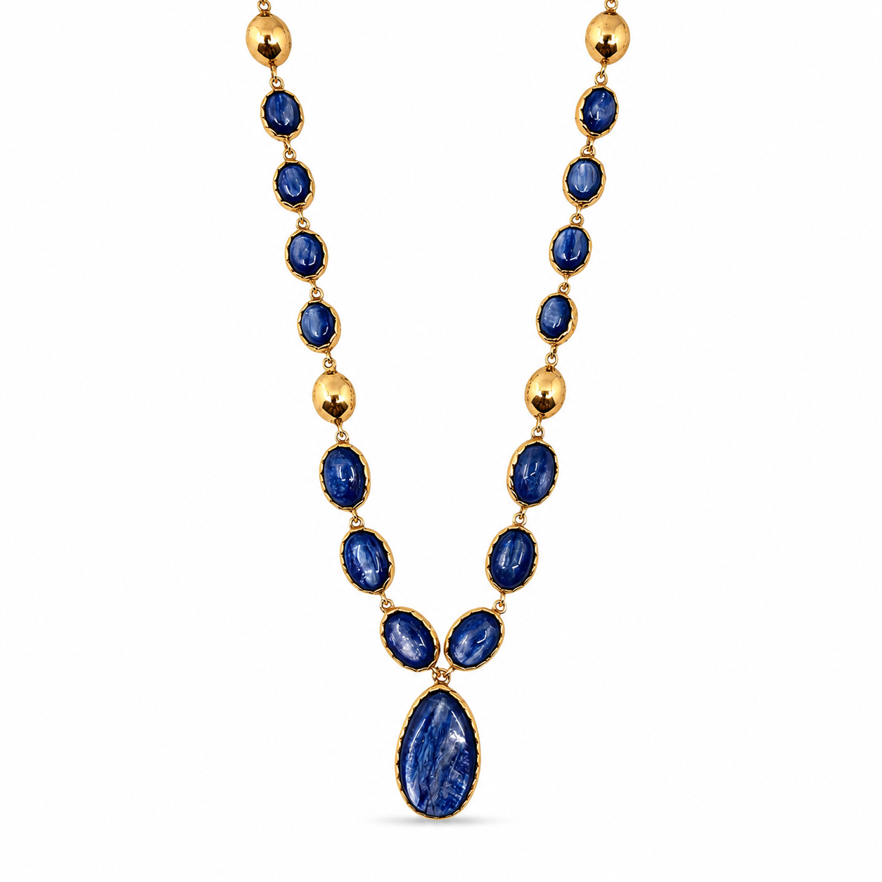 DUNE 18K Gold Vermeil Freeform Center Cabochon Necklace with Kyanite