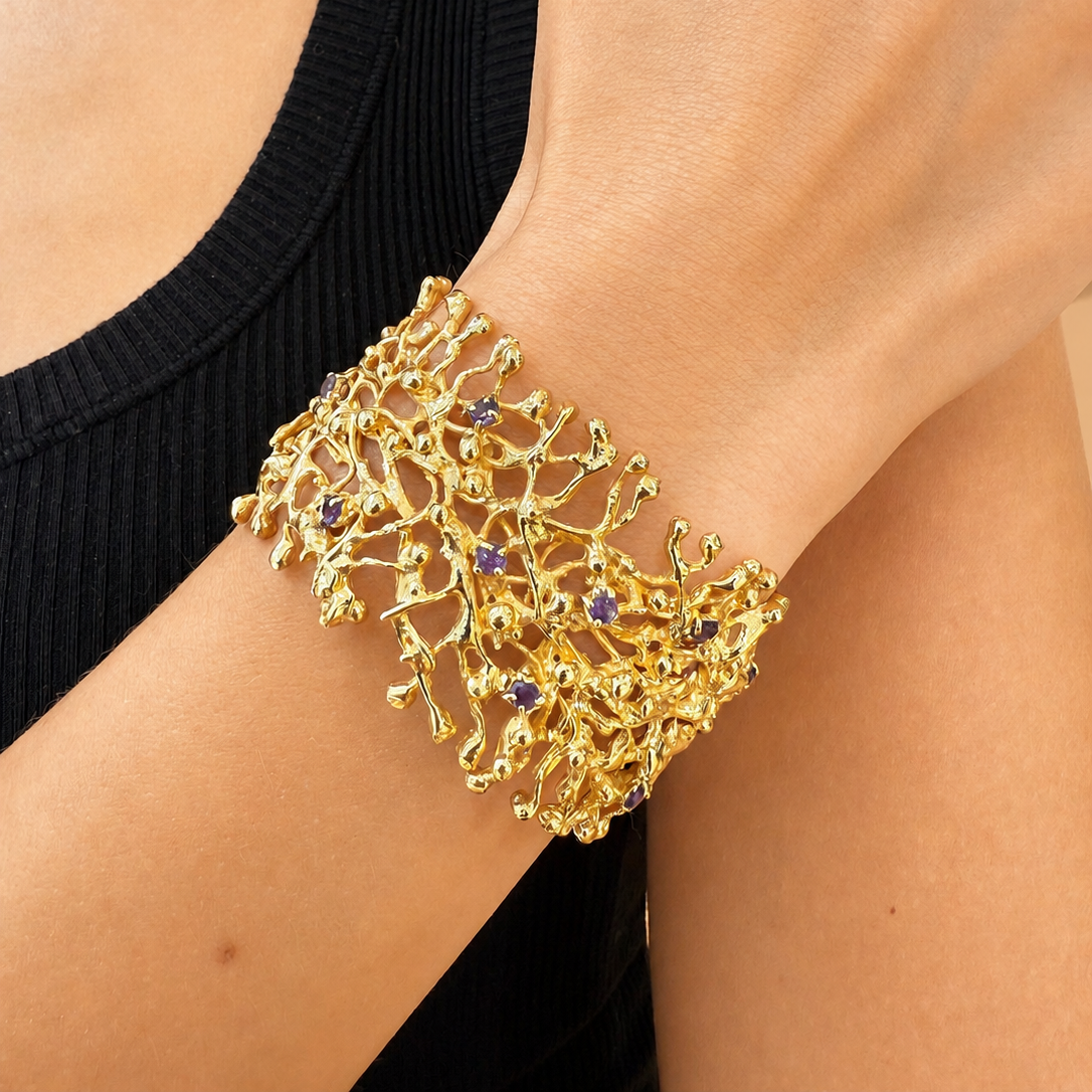 NURAI Cuff Bracelet with Amethyst