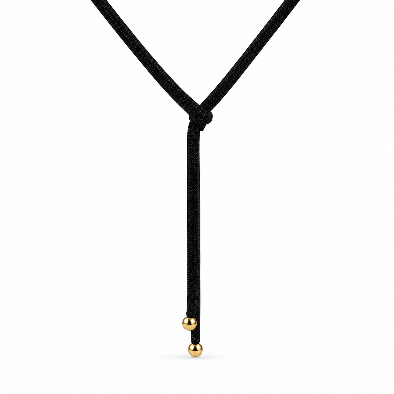 AIMA 18K Gold Vermeil Lariat Necklace with Black Mesh