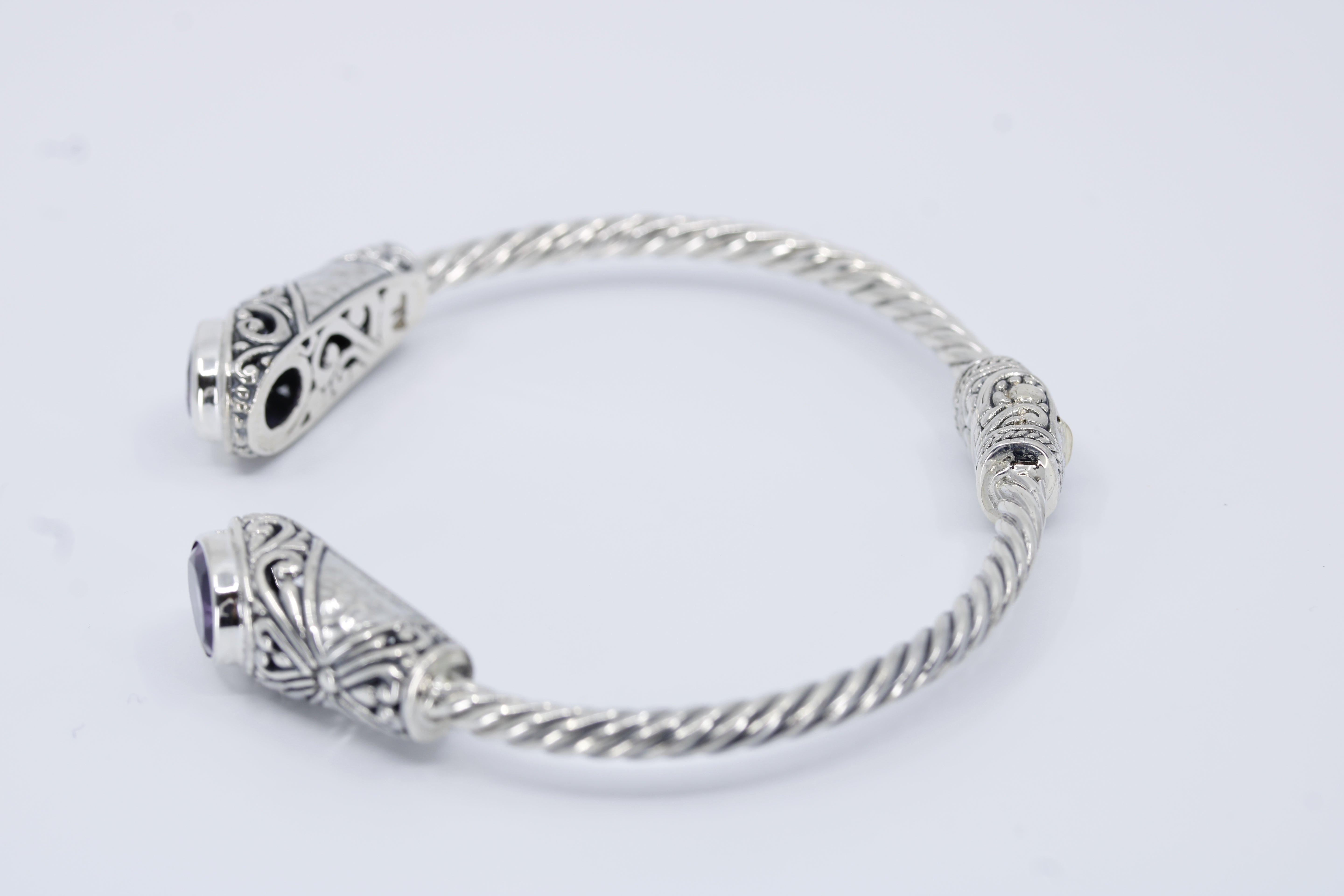Casa Bali Amethyst Rope Cuff Bracelet