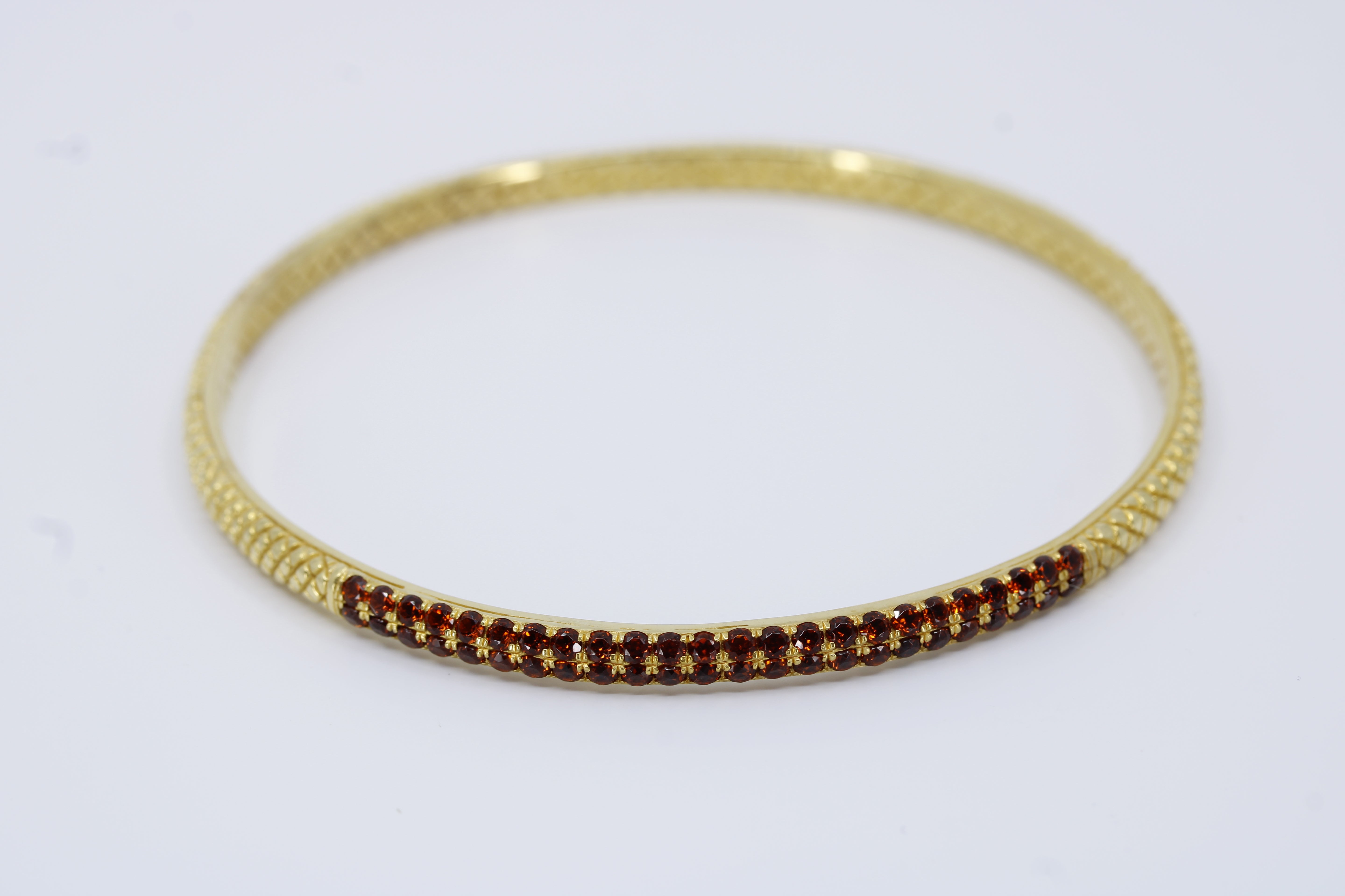 Casa Bali 18K Gold Vermeil Garnet Bangle Bracelet