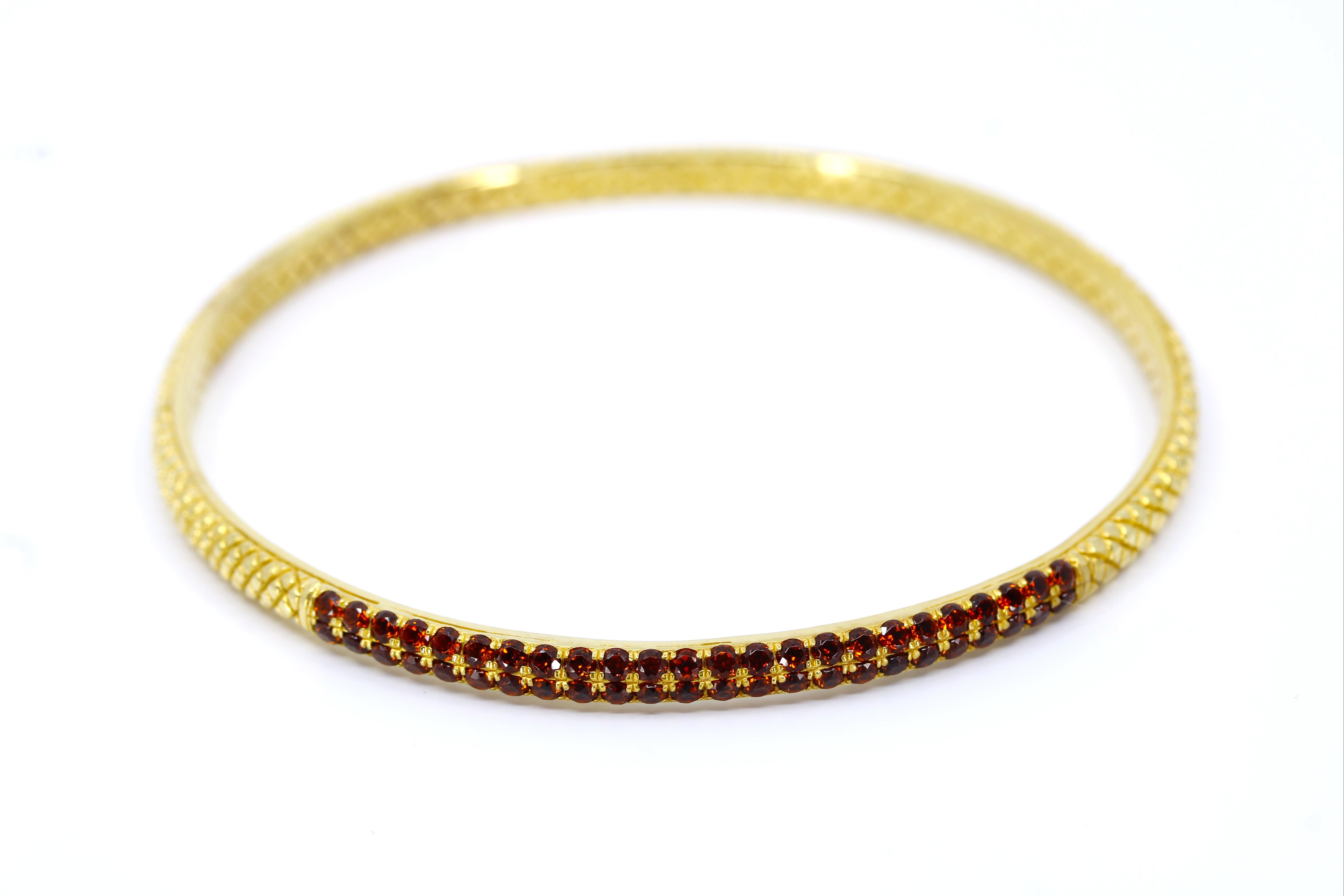 RAVENNA 18K Gold Vermeil Garnet Bangle Bracelet