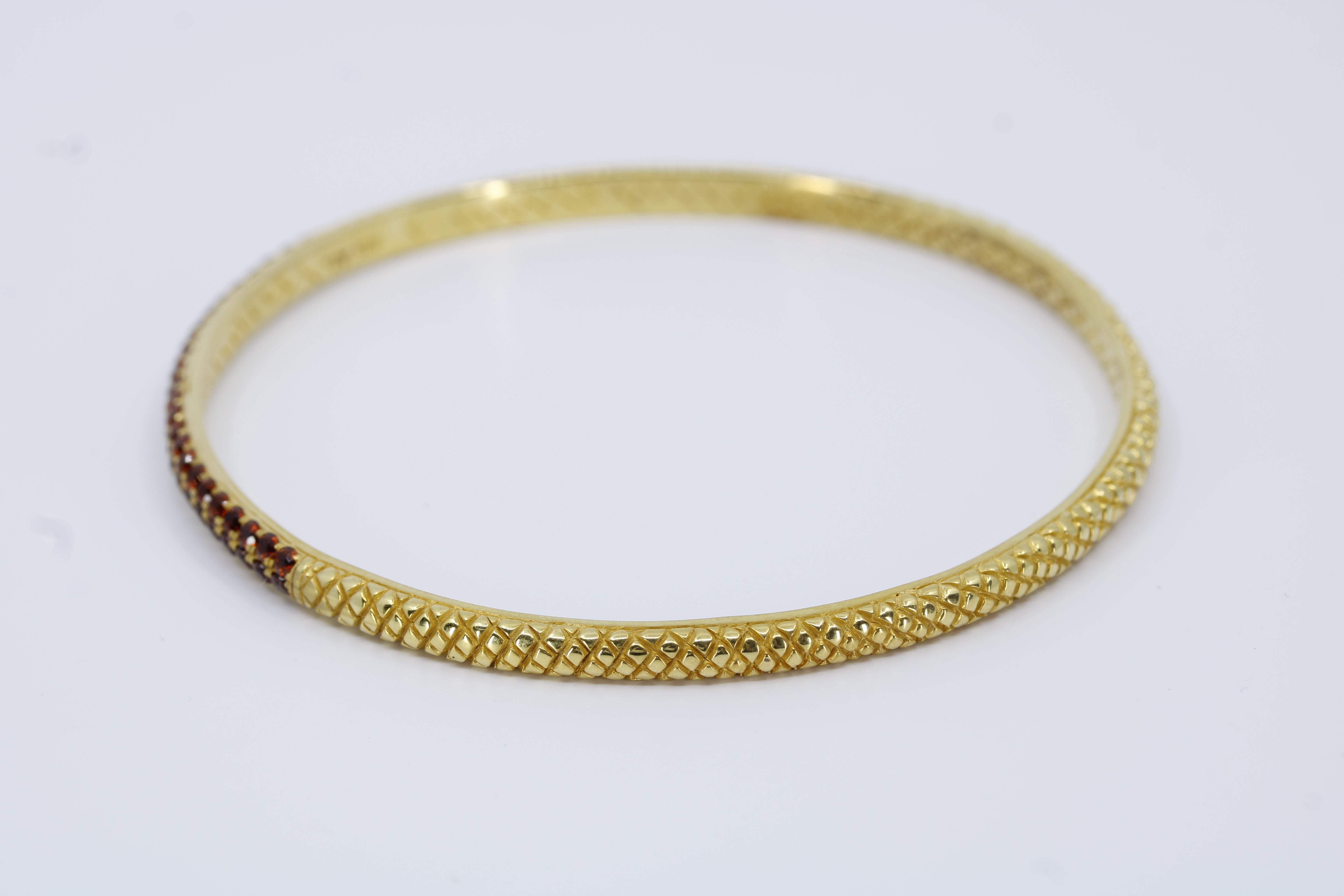 Casa Bali 18K Gold Vermeil Garnet Bangle Bracelet