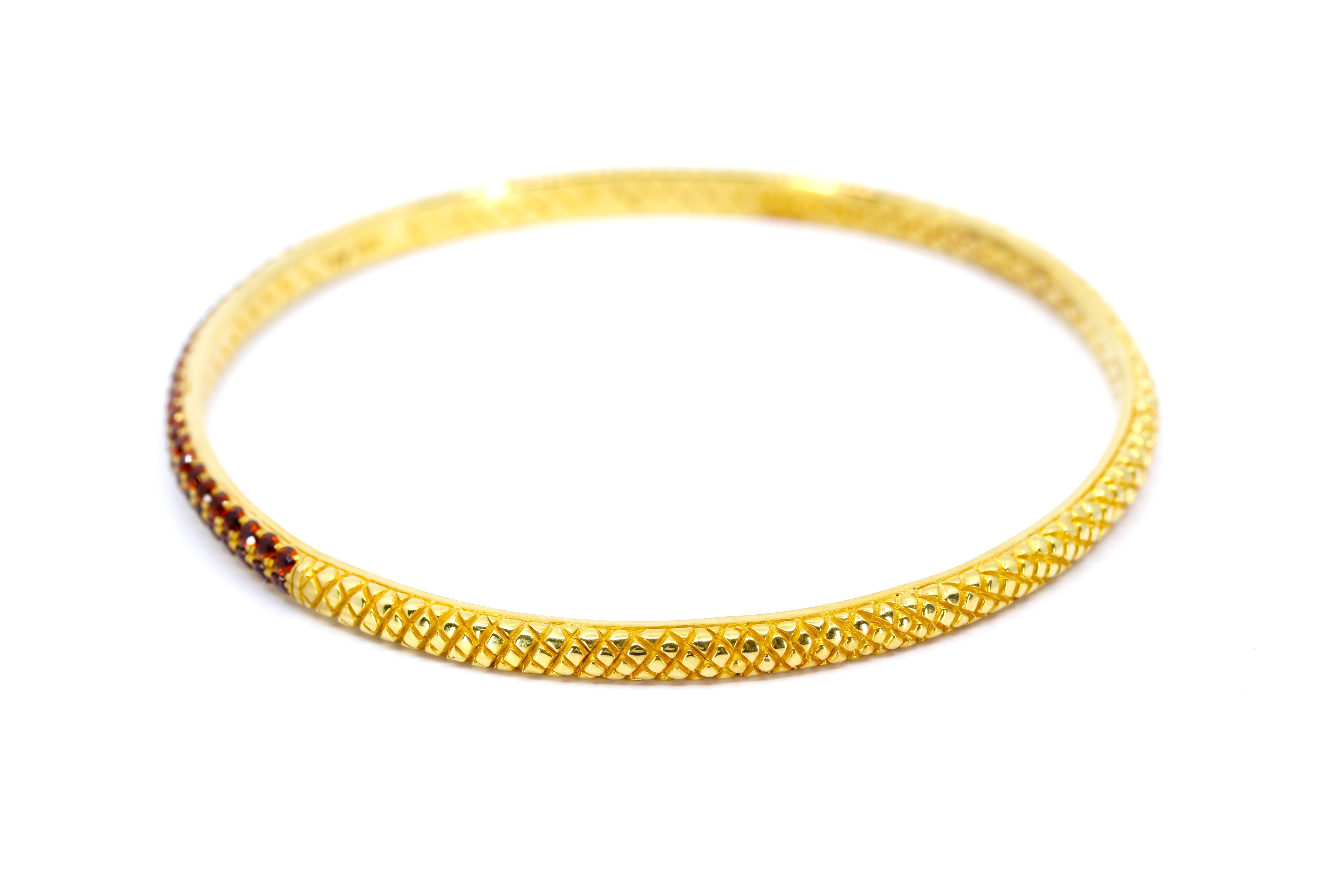 RAVENNA 18K Gold Vermeil Garnet Bangle Bracelet