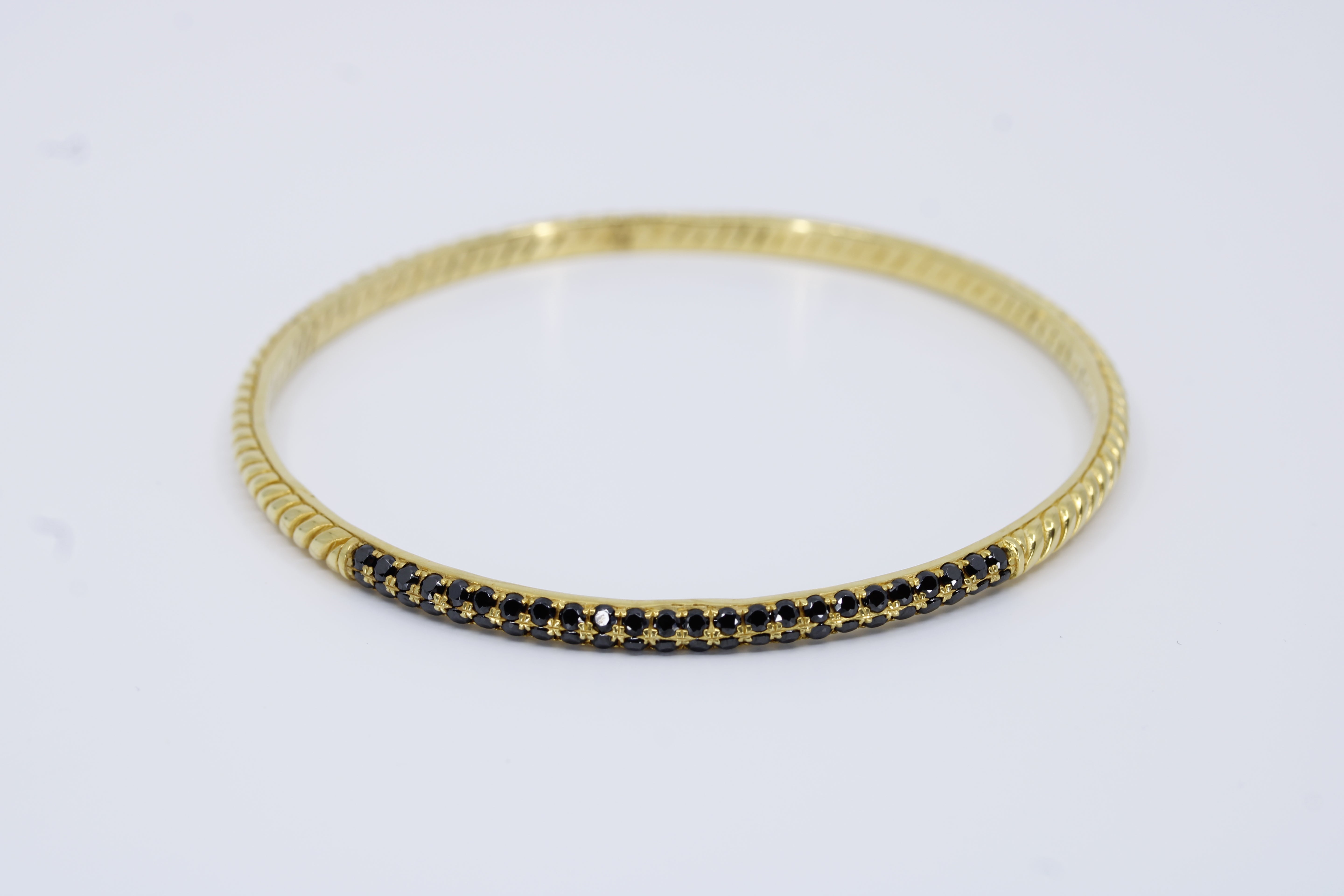 Casa Bali 18K Gold Vermeil Black Spinel Bangle Bracelet