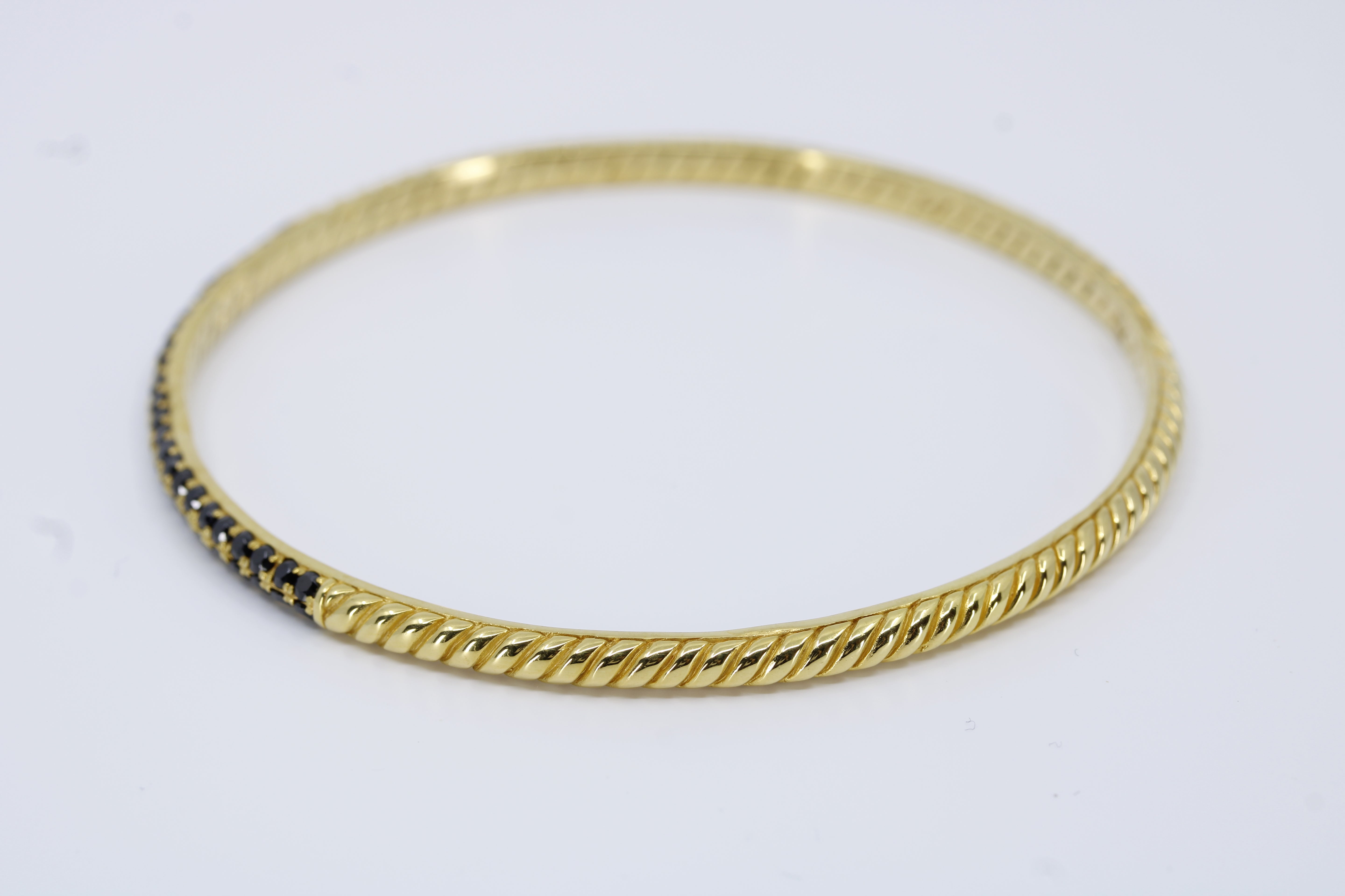 Casa Bali 18K Gold Vermeil Black Spinel Bangle Bracelet