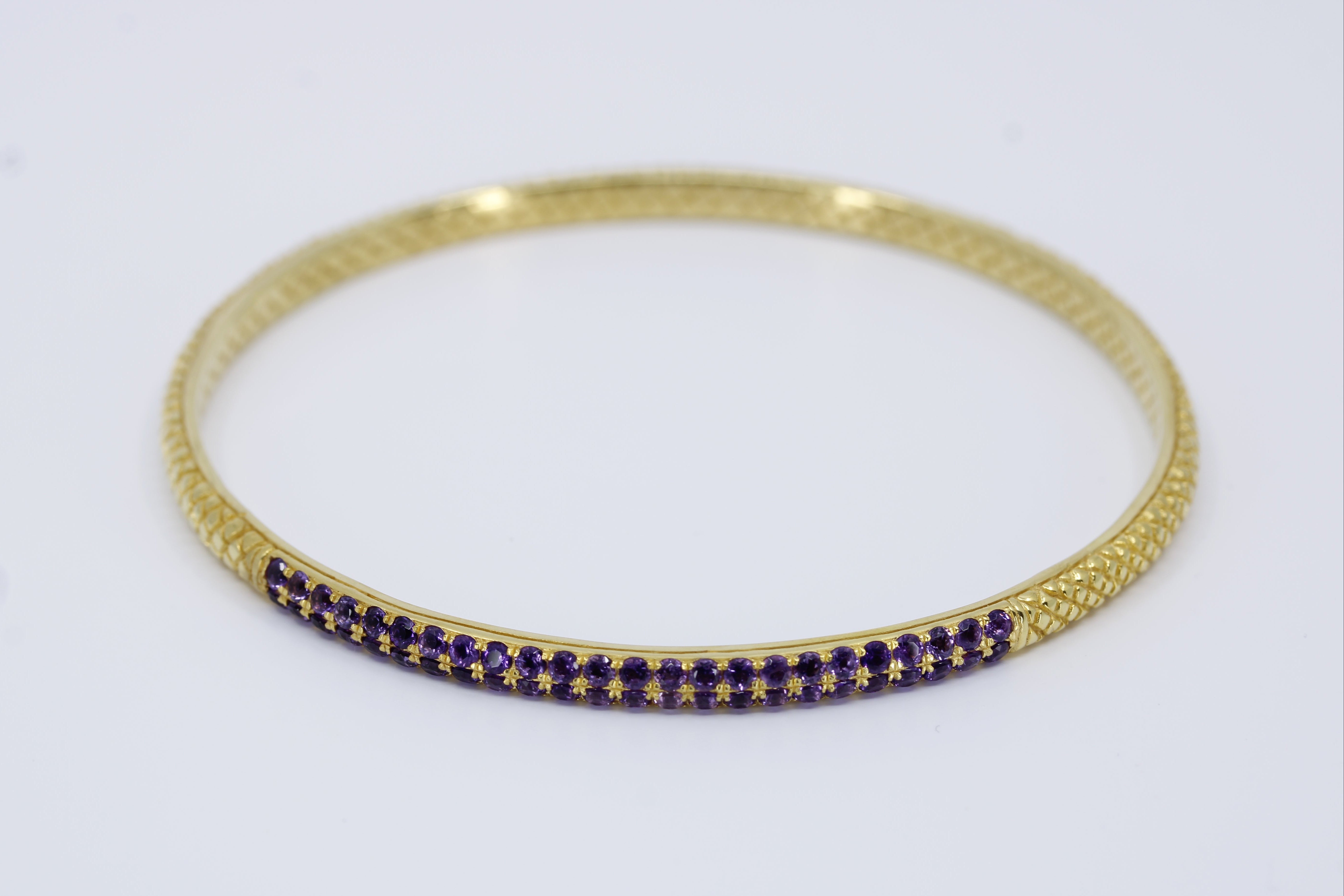 RAVENNA 18K Gold Vermeil Amethyst Bangle Bracelet