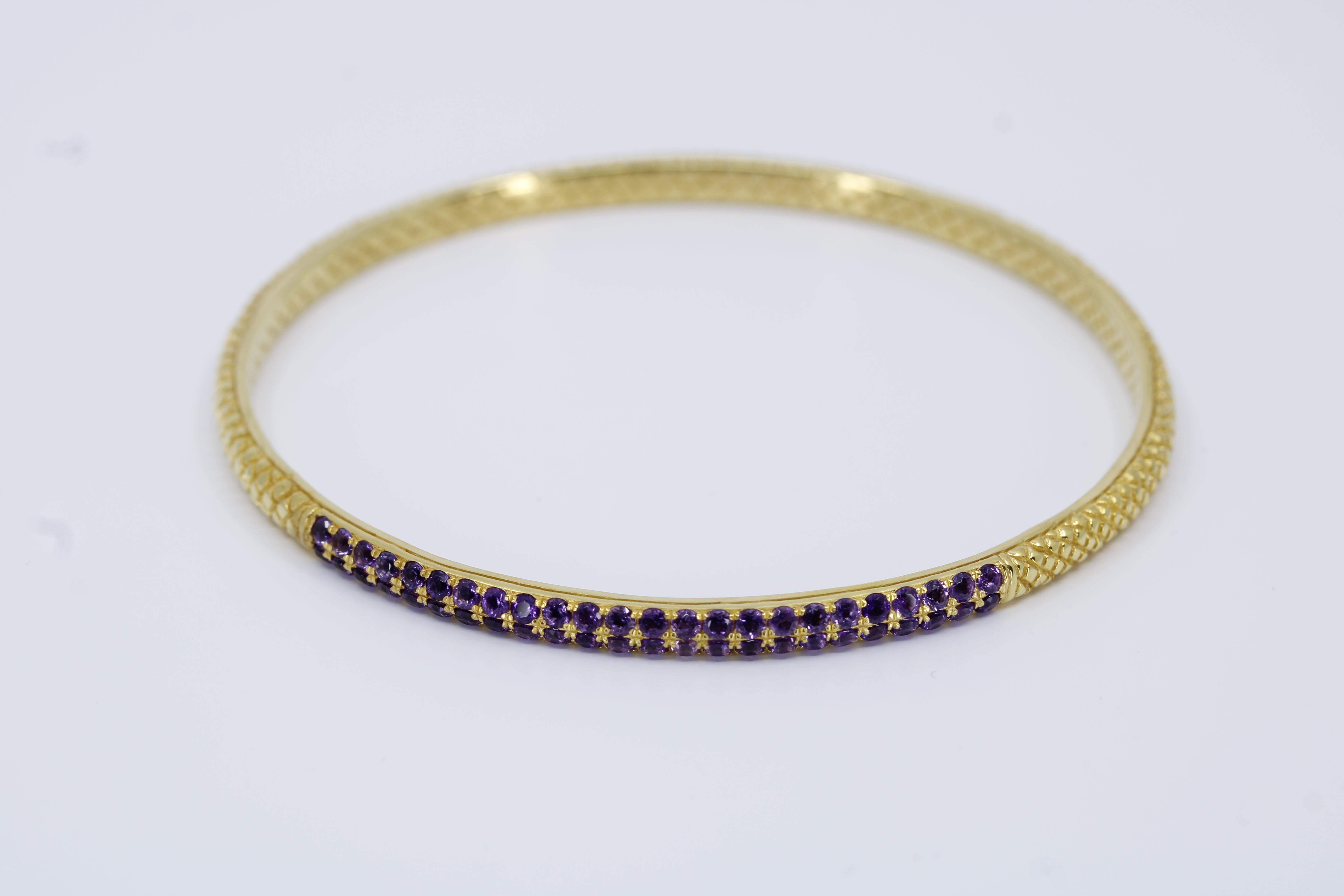 Casa Bali 18K Gold Vermeil Amethyst Bangle Bracelet