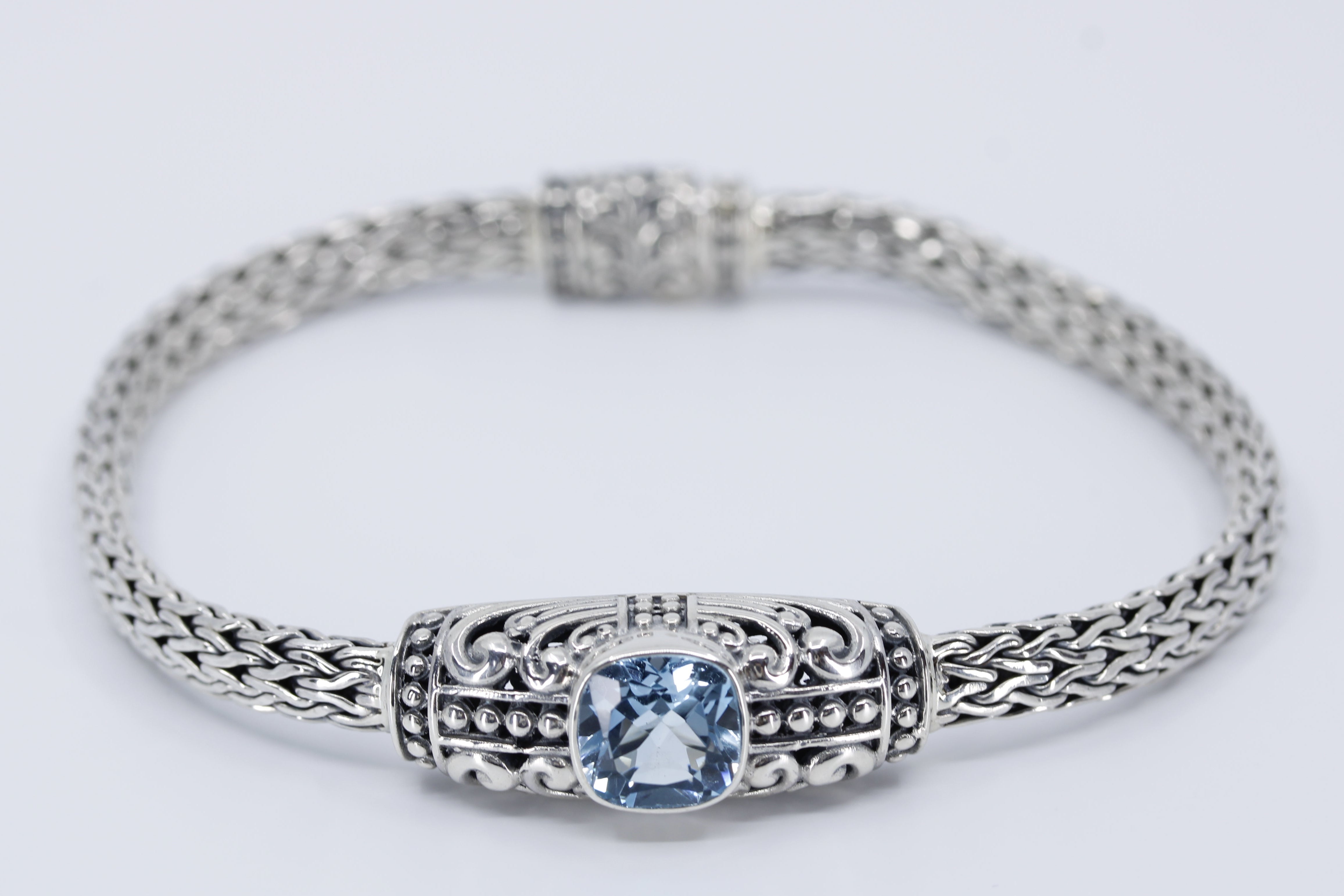ALBA Woven Station Bracelet with Blue Topaz