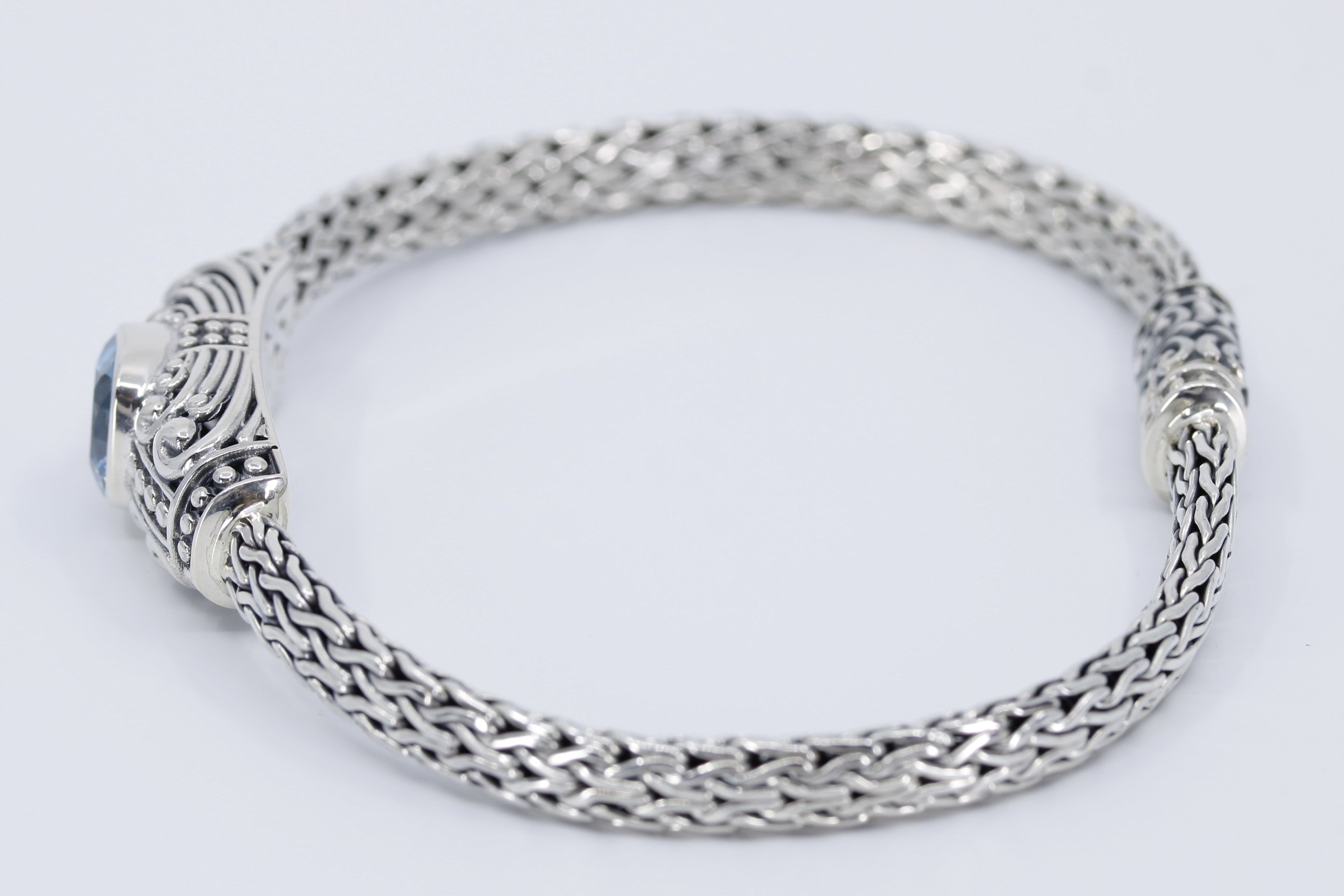 ALBA Woven Station Bracelet with Blue Topaz