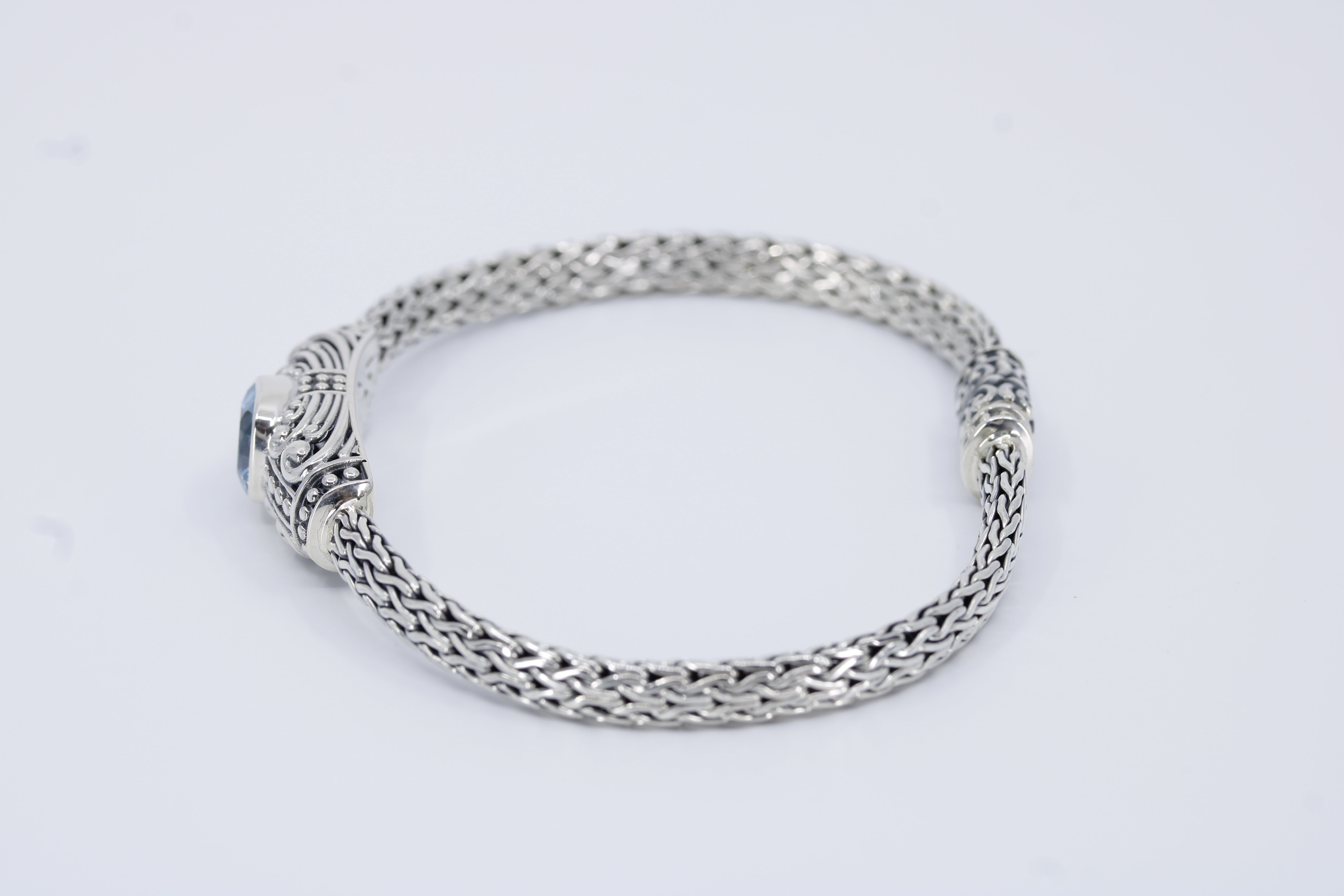 Casa Bali Woven Station Bracelet with Blue Topaz