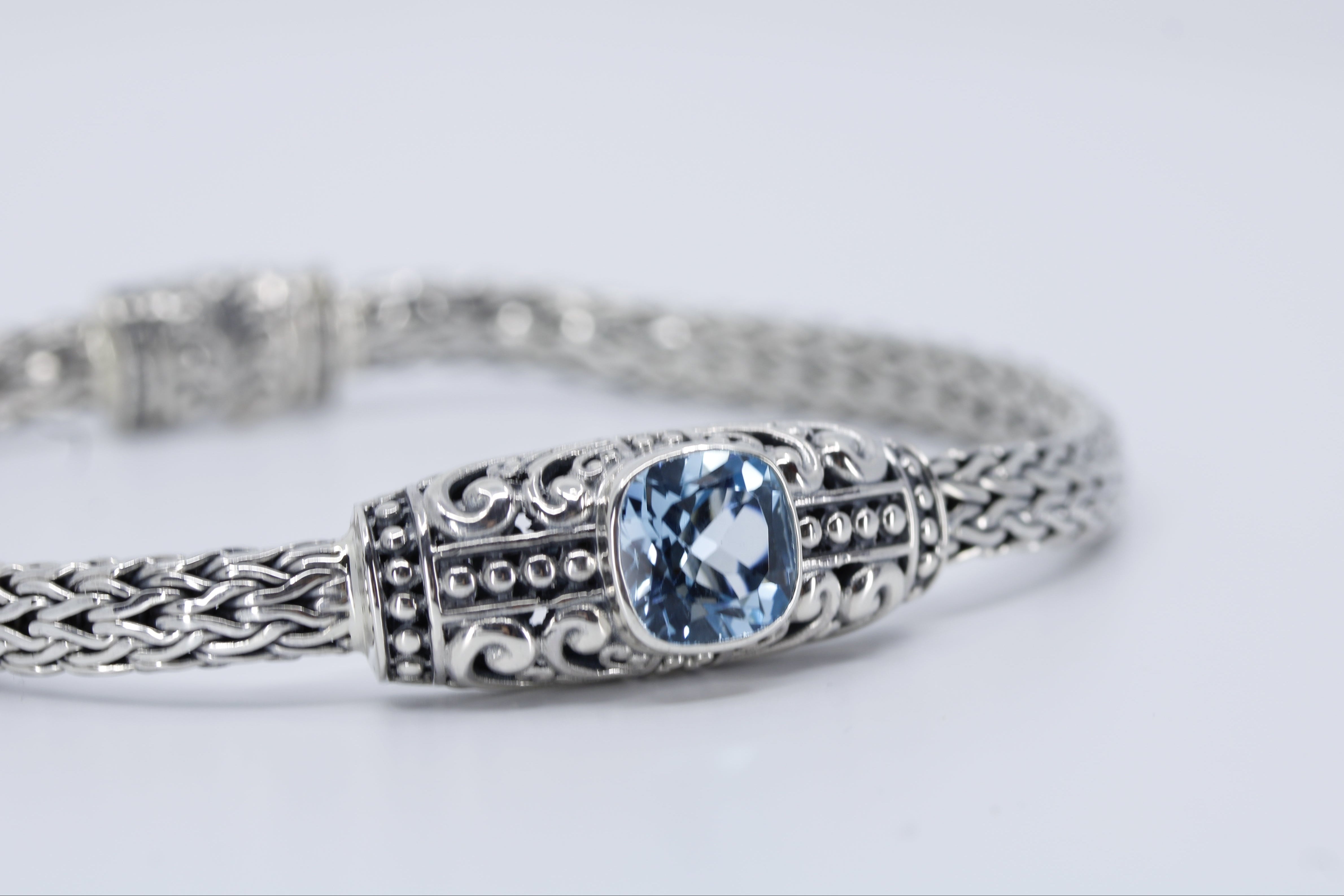 ALBA Woven Station Bracelet with Blue Topaz