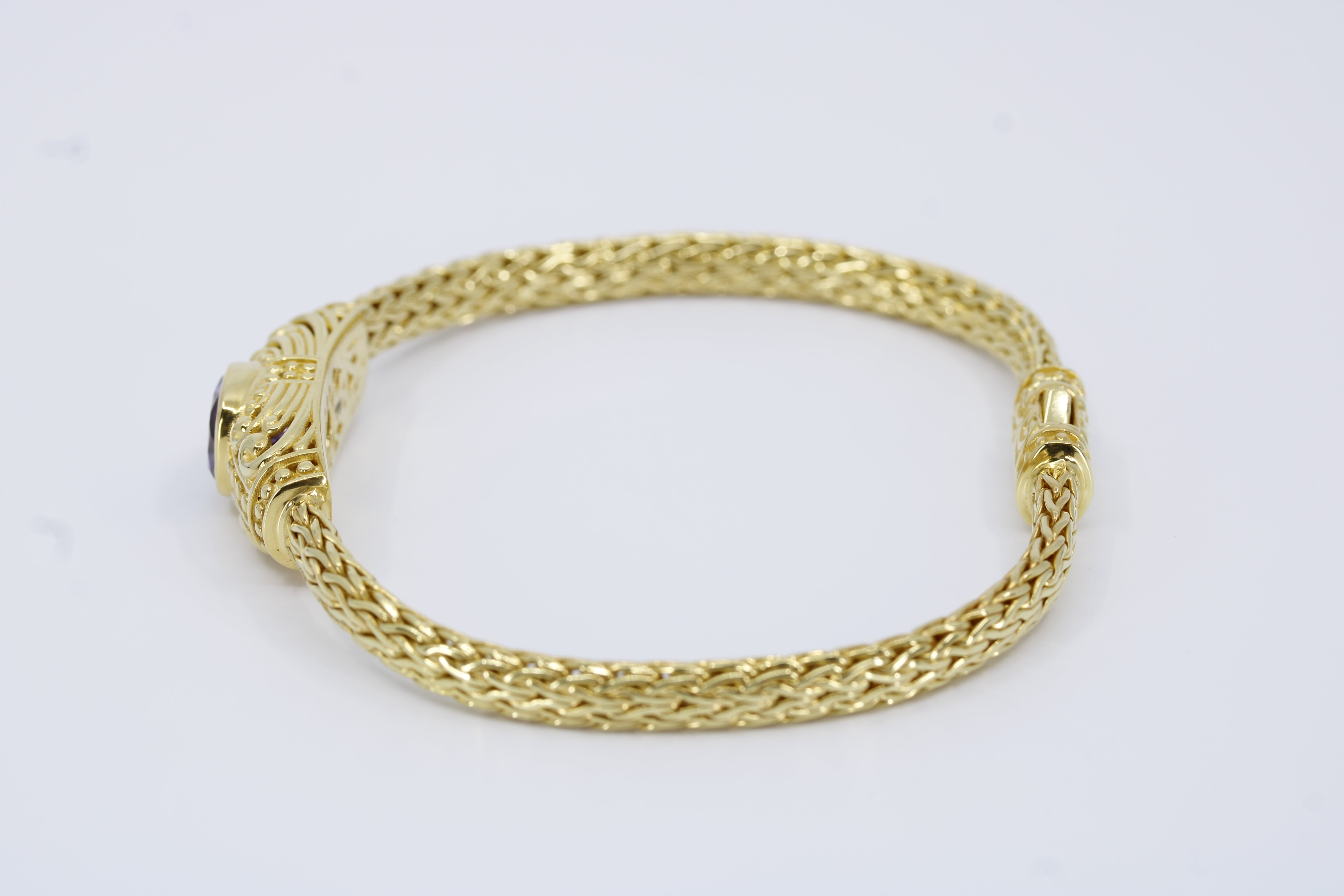 Casa Bali 18K Gold Vermeil Woven Station Bracelet with Amethyst