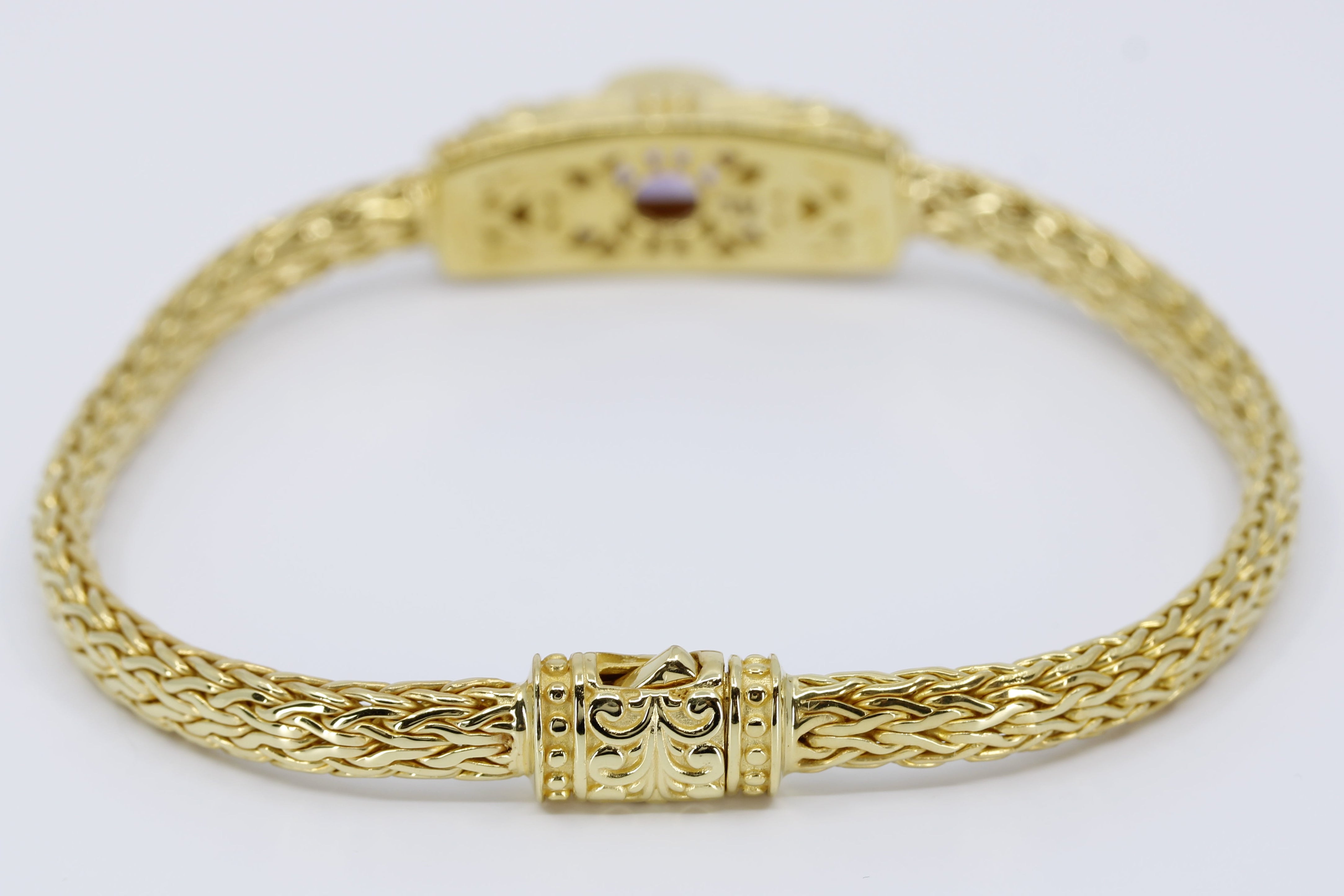 ALBA  18K Gold Vermeil Woven Station Bracelet with Amethyst