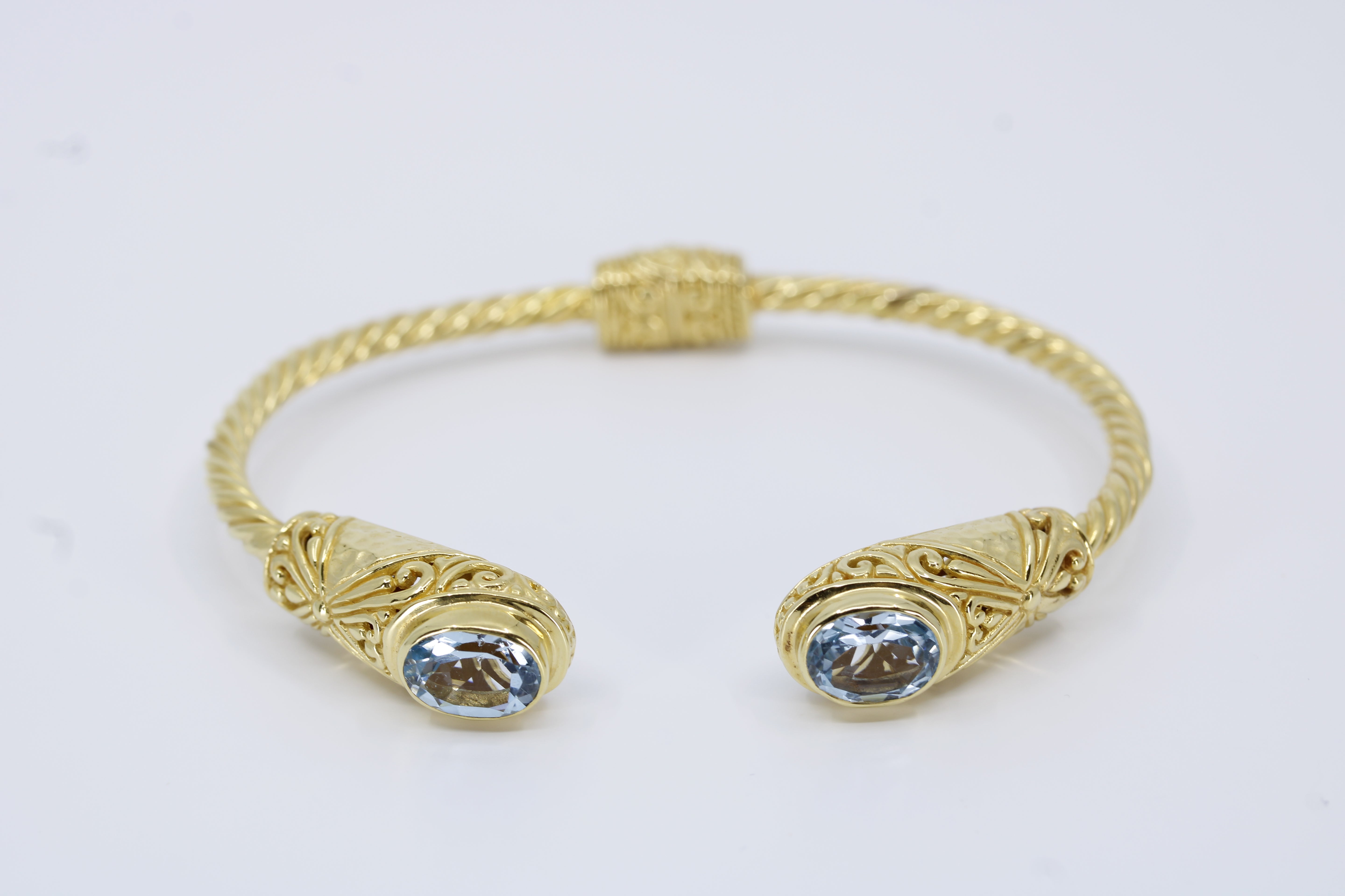 Casa Bali 18K Gold Vermeil Blue Topaz Rope Cuff Bracelet