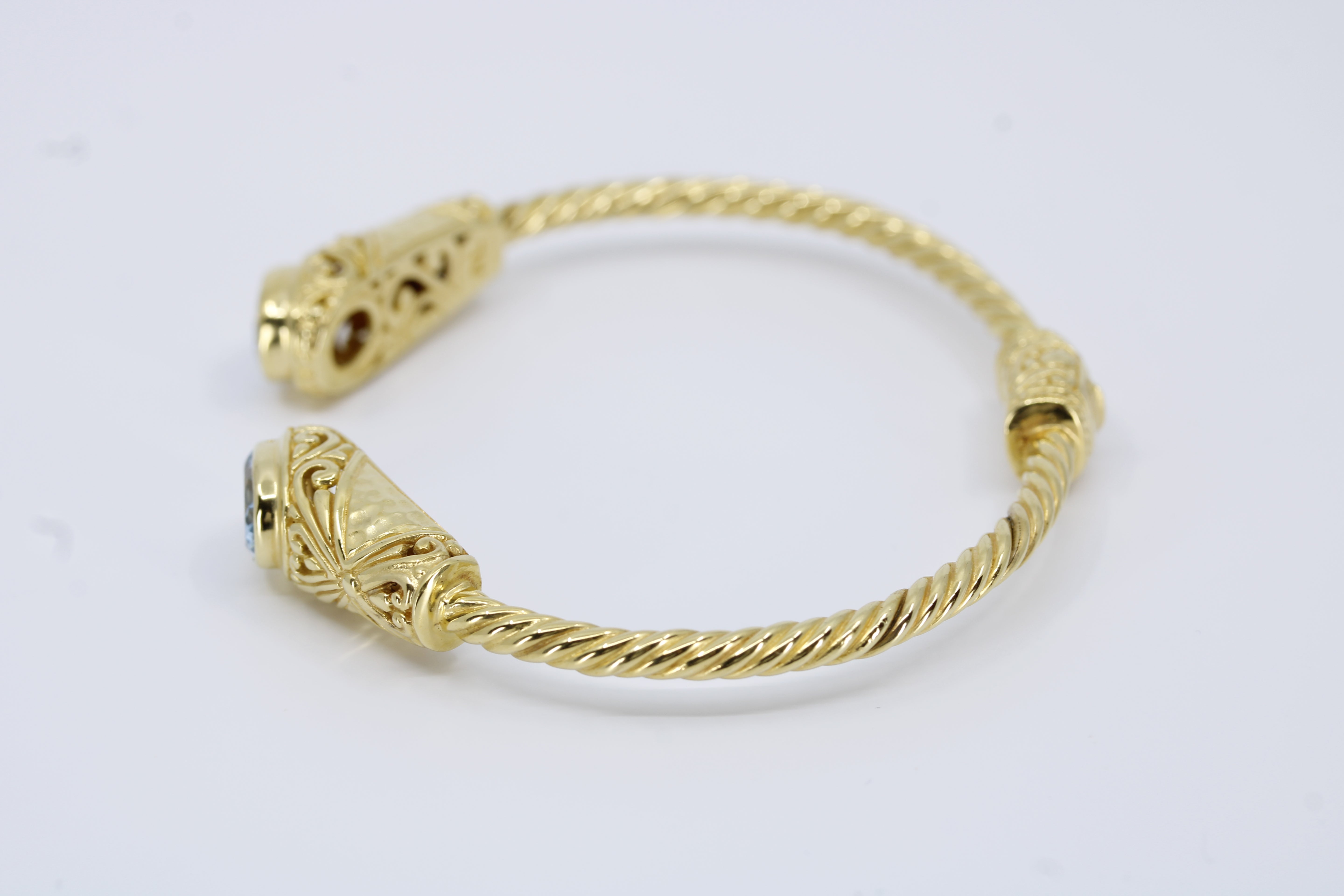 Casa Bali 18K Gold Vermeil Blue Topaz Rope Cuff Bracelet