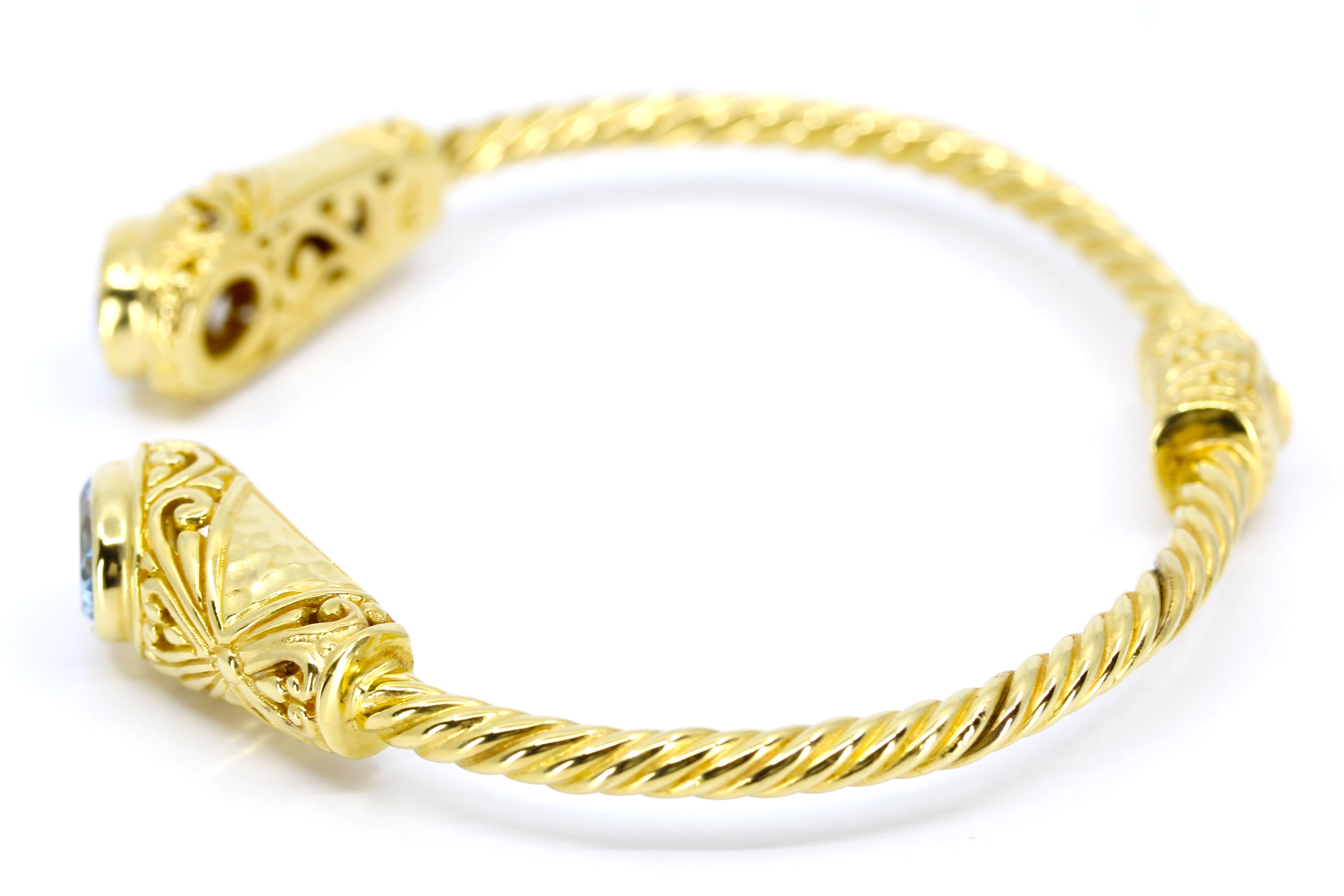 ALBA  18K Gold Vermeil Blue Topaz Rope Cuff Bracelet