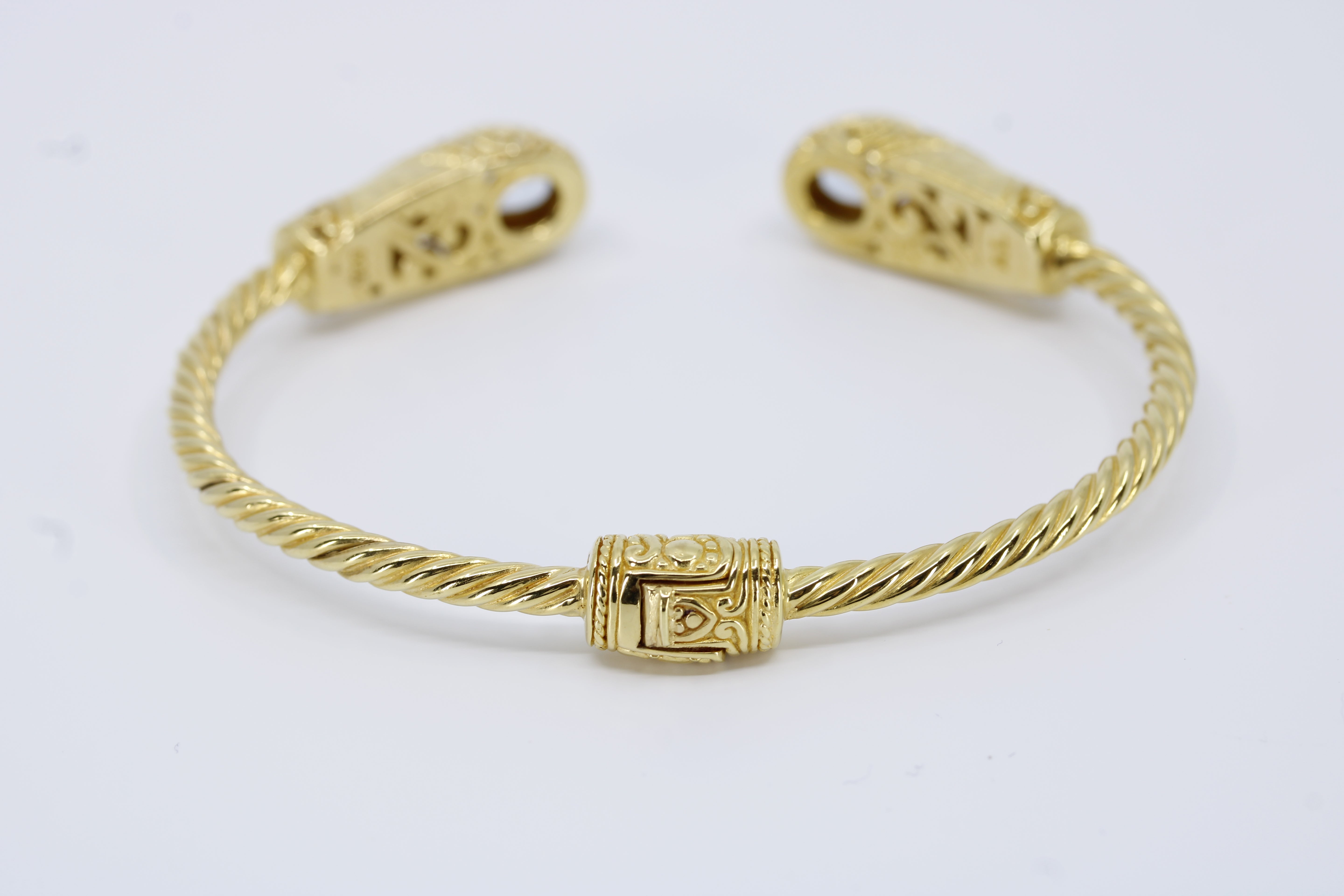 Casa Bali 18K Gold Vermeil Blue Topaz Rope Cuff Bracelet