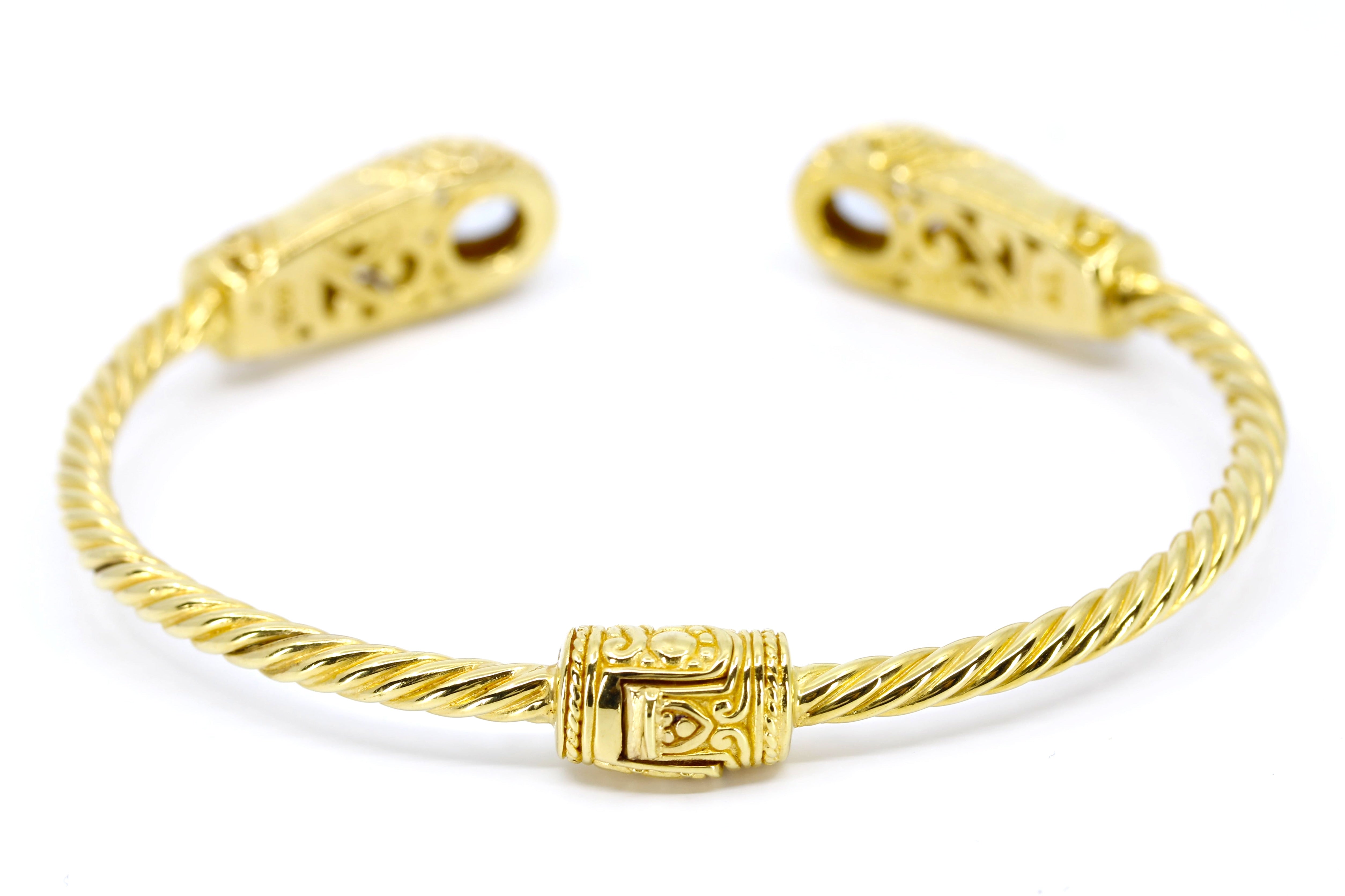 ALBA  18K Gold Vermeil Blue Topaz Rope Cuff Bracelet