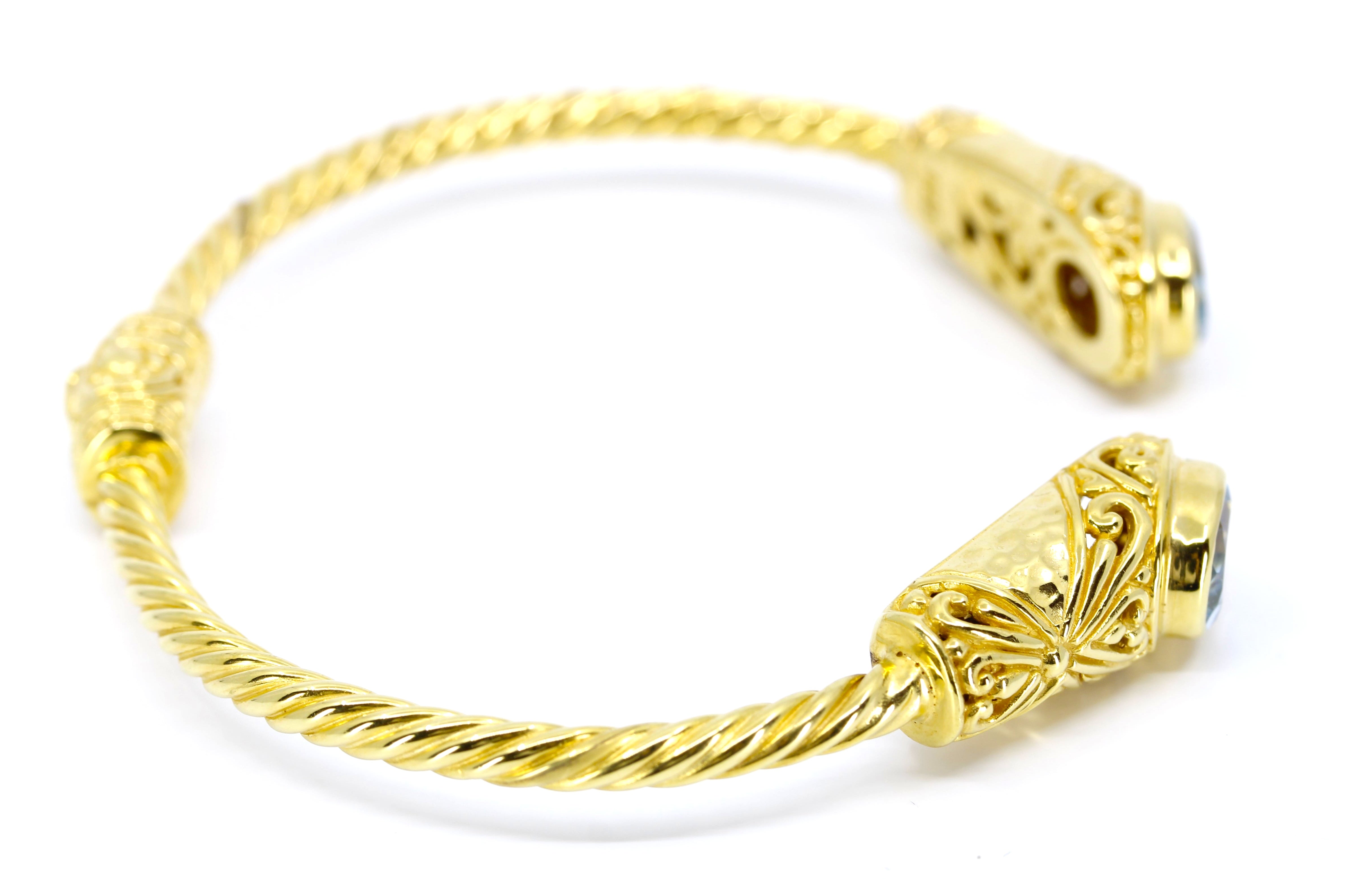 ALBA  18K Gold Vermeil Blue Topaz Rope Cuff Bracelet