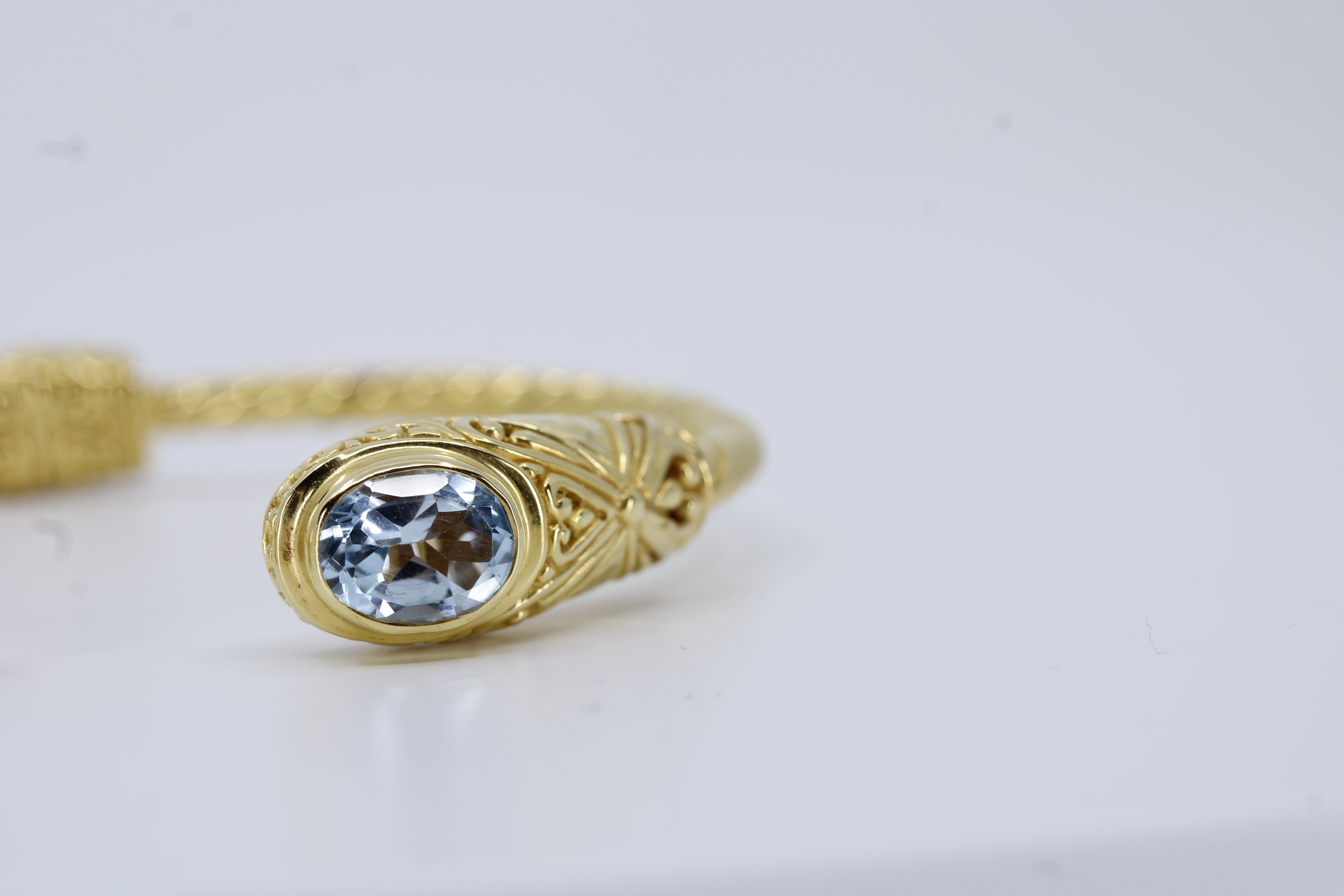 Casa Bali 18K Gold Vermeil Blue Topaz Rope Cuff Bracelet