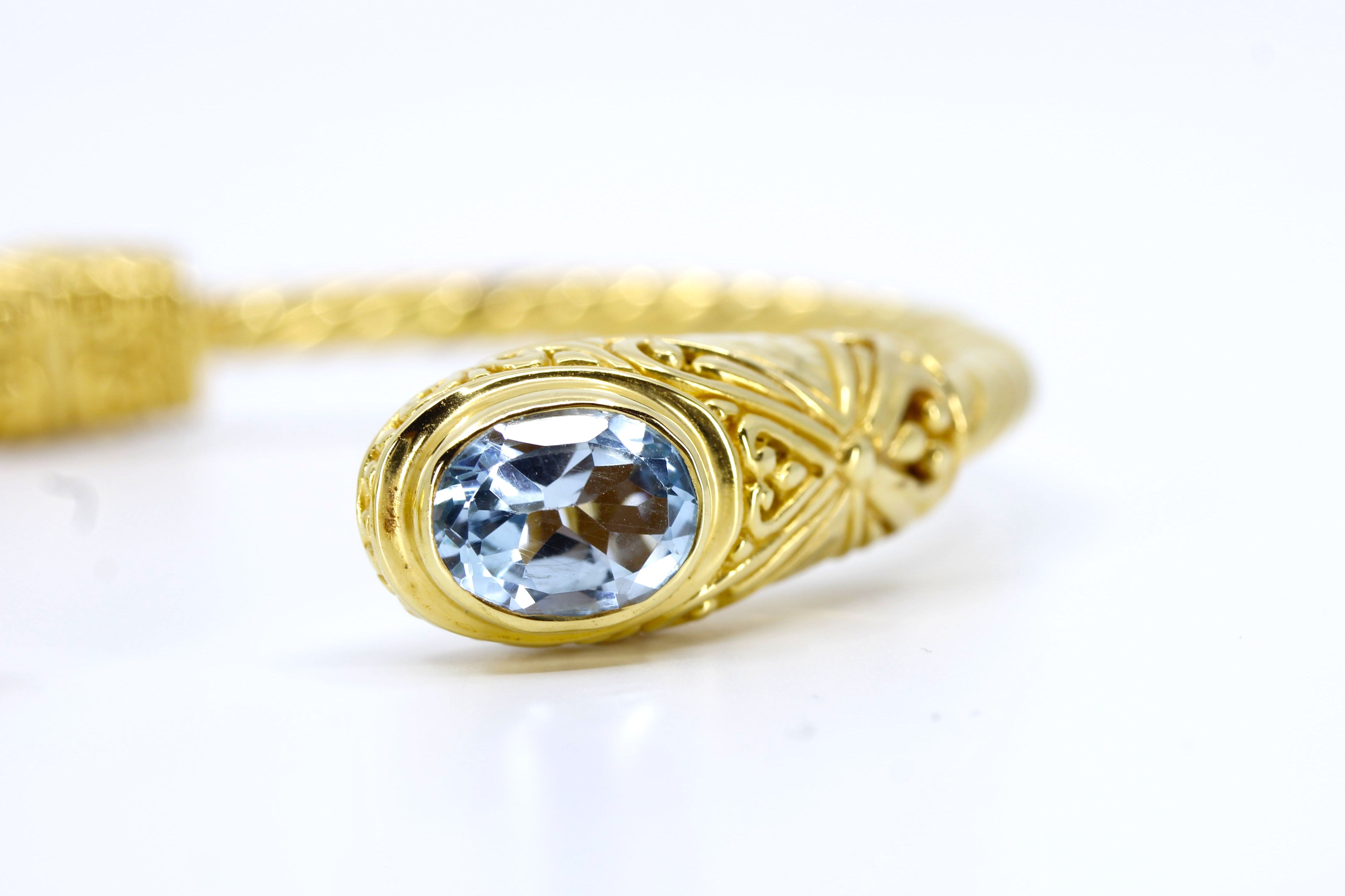 ALBA  18K Gold Vermeil Blue Topaz Rope Cuff Bracelet