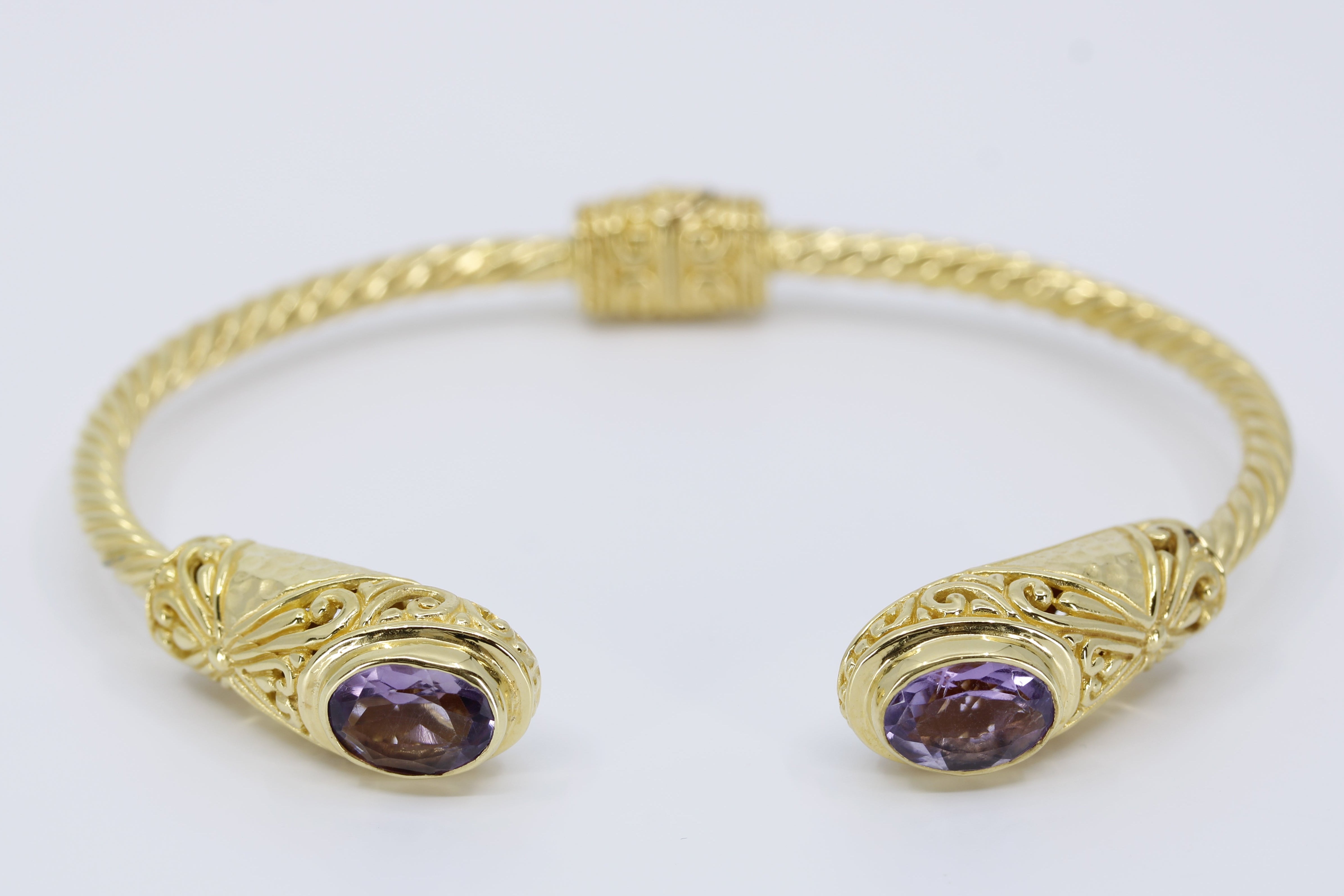 ALBA  18K Gold Vermeil Amethyst Rope Cuff Bracelet