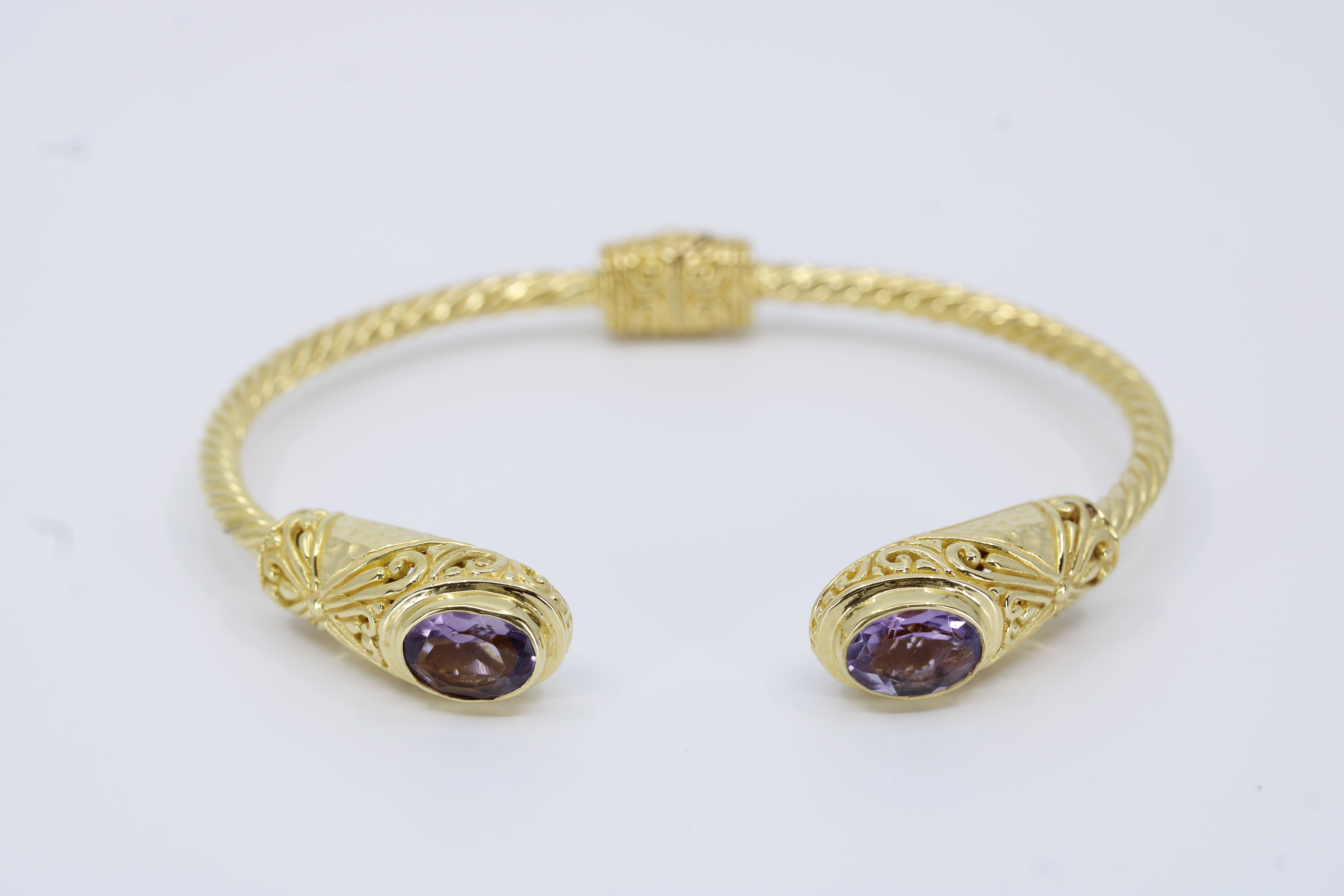 Casa Bali 18K Gold Vermeil Amethyst Rope Cuff Bracelet