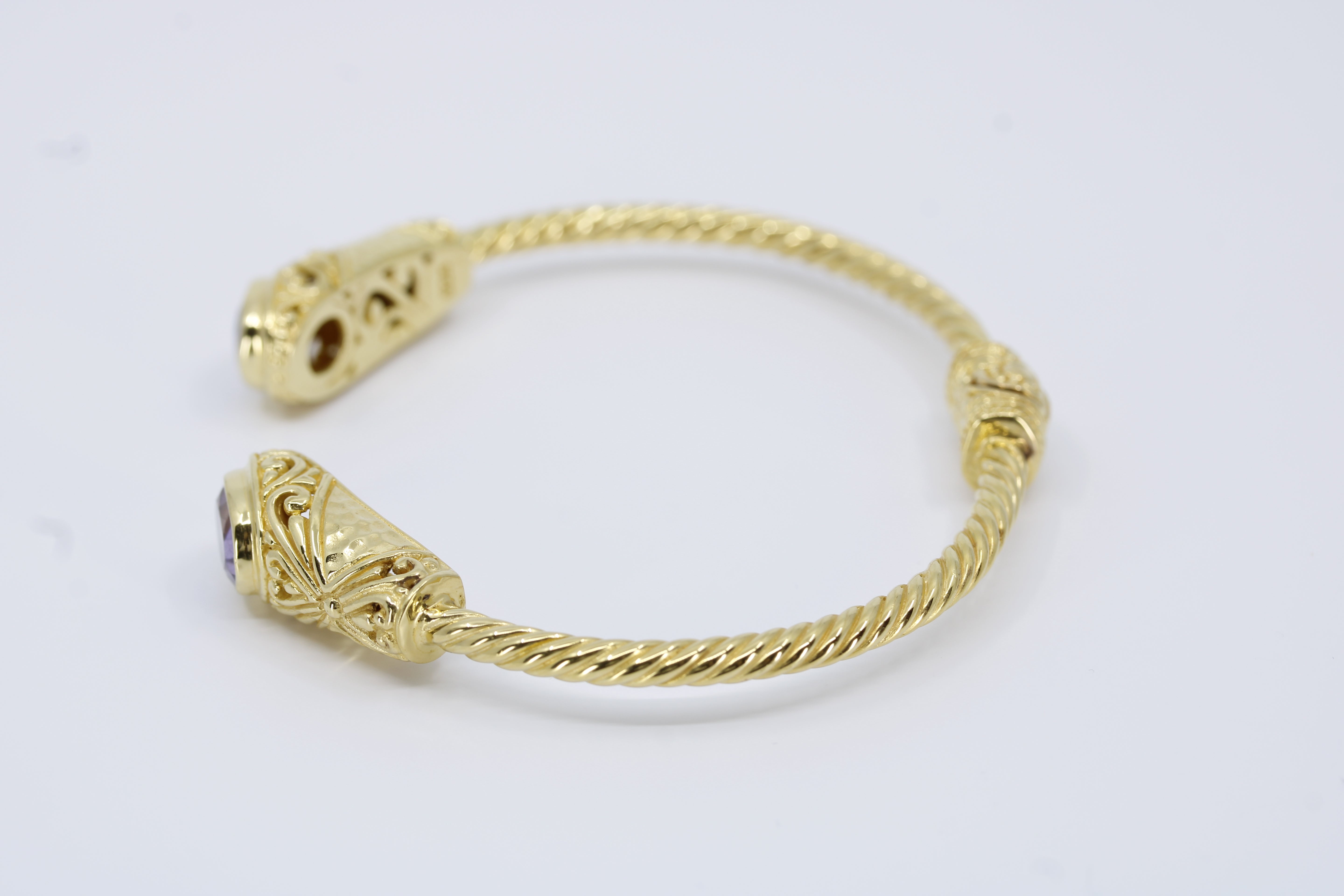 Casa Bali 18K Gold Vermeil Amethyst Rope Cuff Bracelet