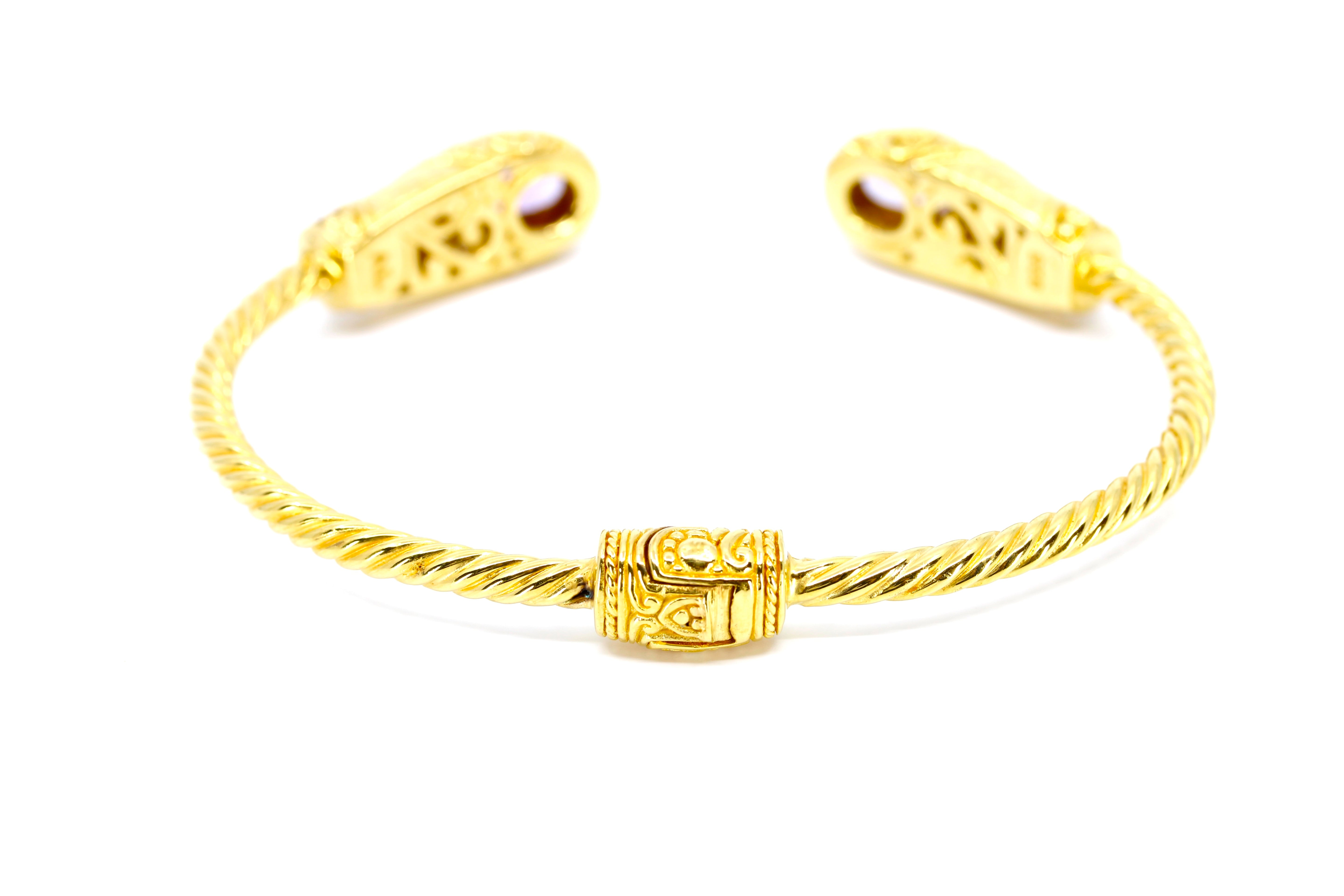 ALBA  18K Gold Vermeil Amethyst Rope Cuff Bracelet