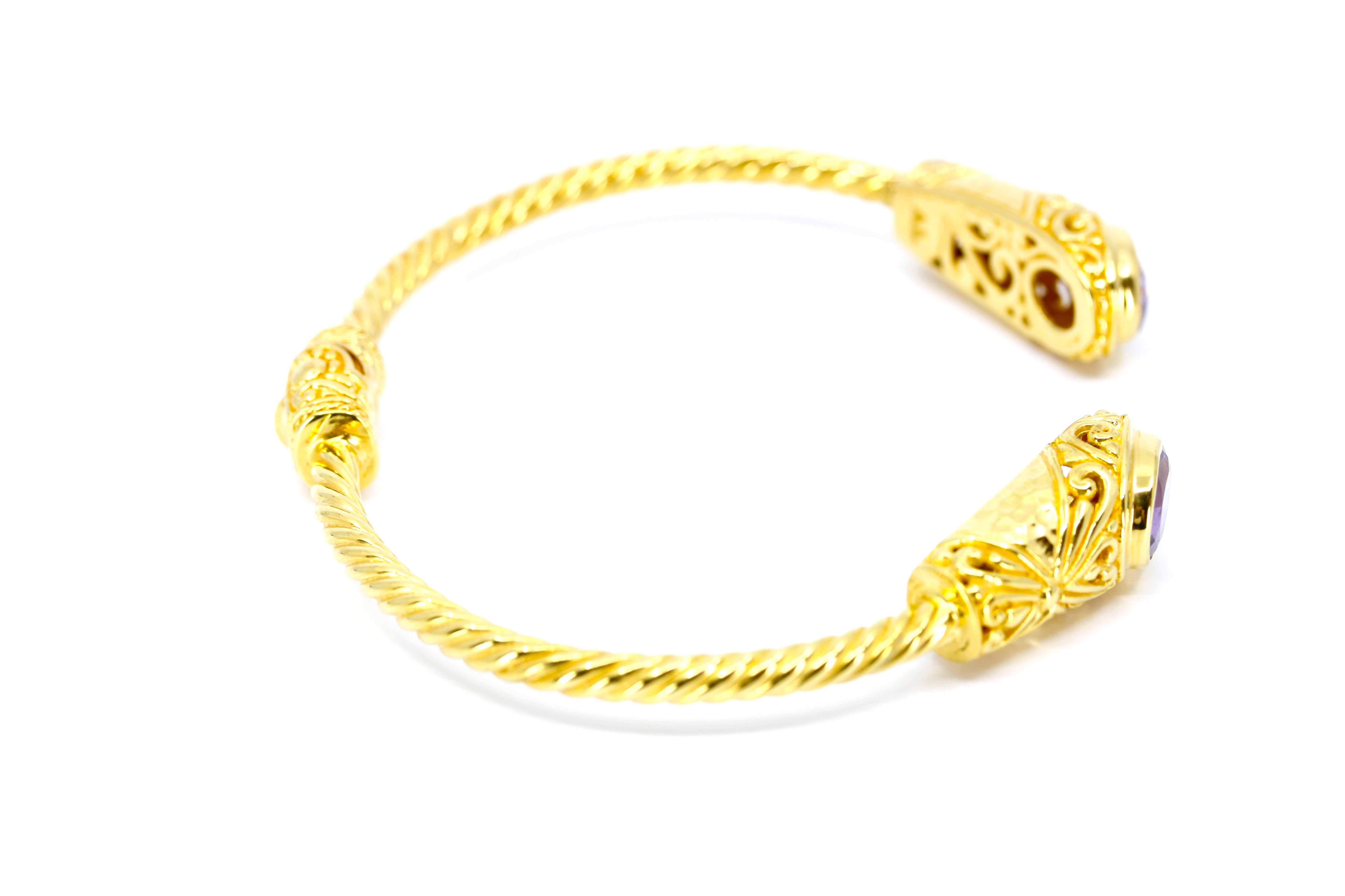 ALBA  18K Gold Vermeil Amethyst Rope Cuff Bracelet