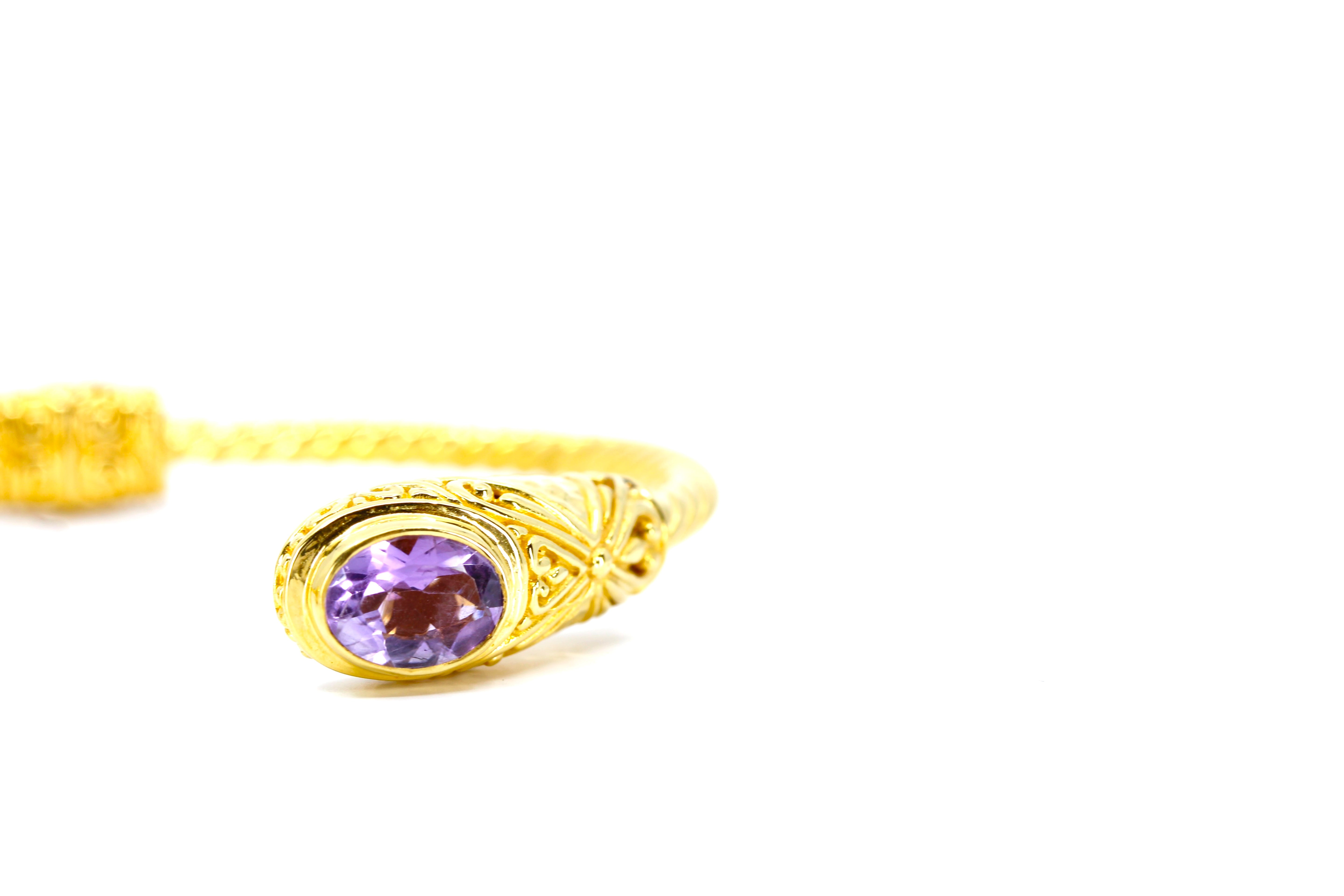 ALBA  18K Gold Vermeil Amethyst Rope Cuff Bracelet