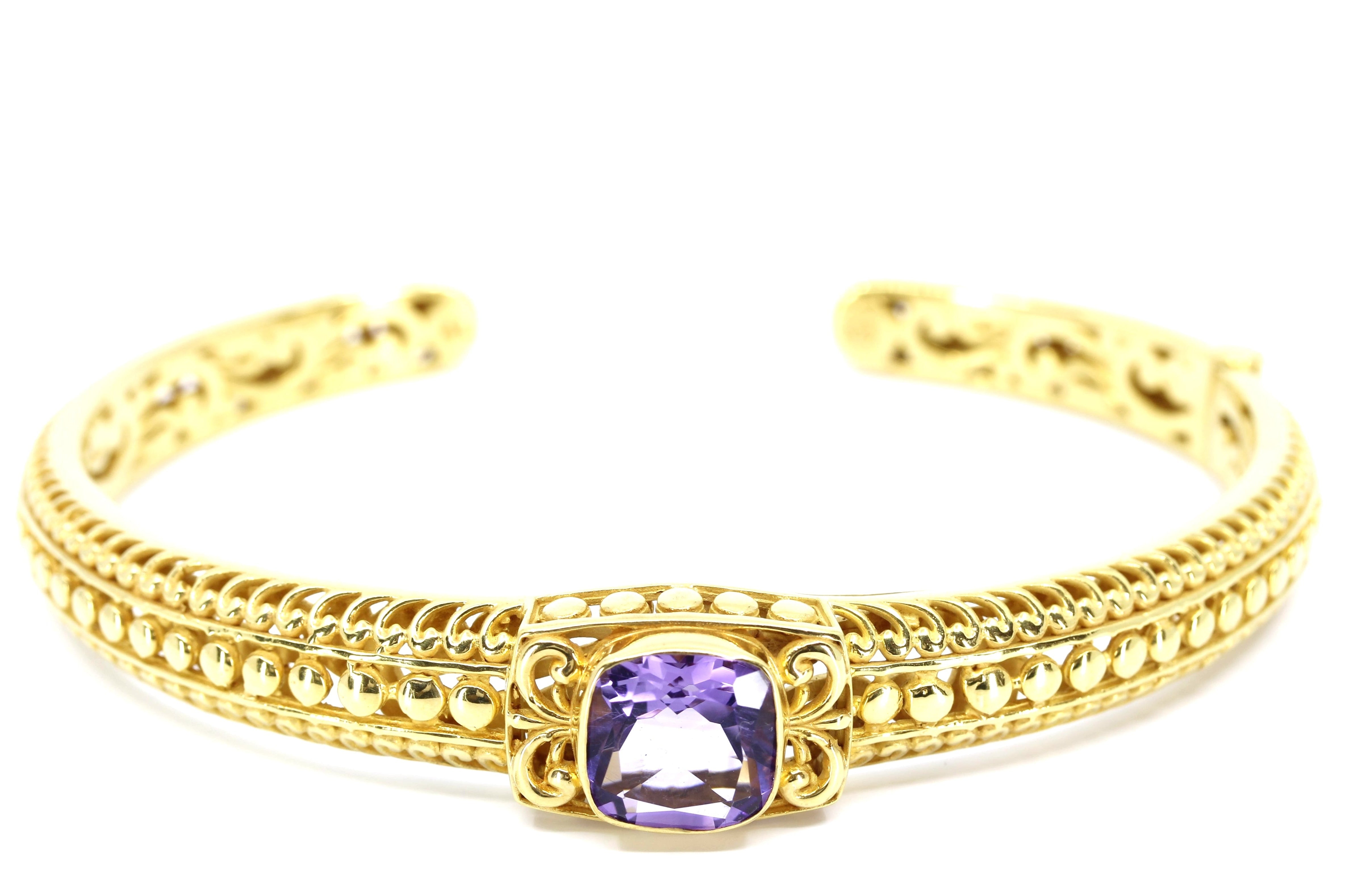 ALBA  18K Gold Vermeil Amethyst Cuff Bracelet