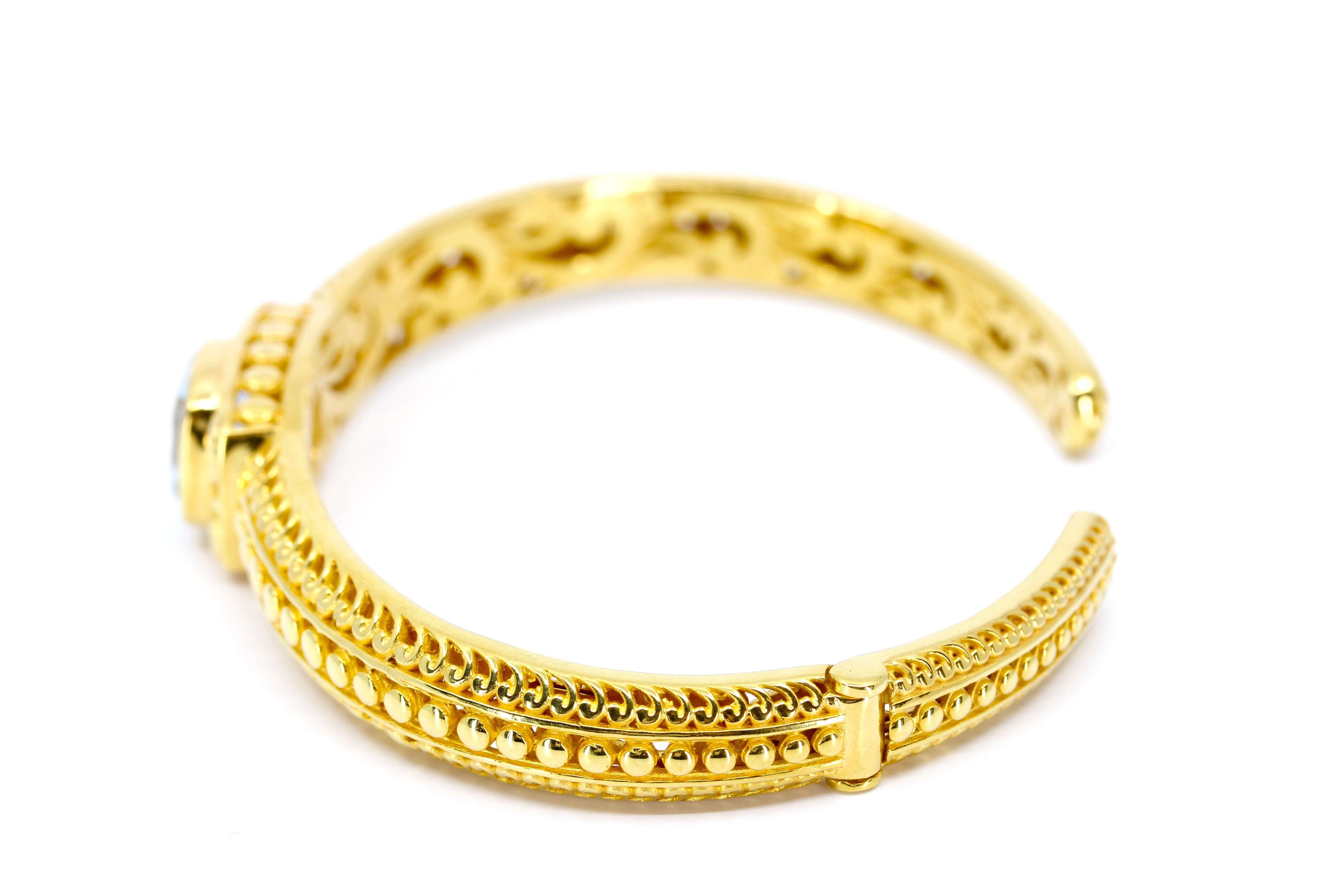 ALBA  18K Gold Vermeil Blue Topaz Cuff Bracelet