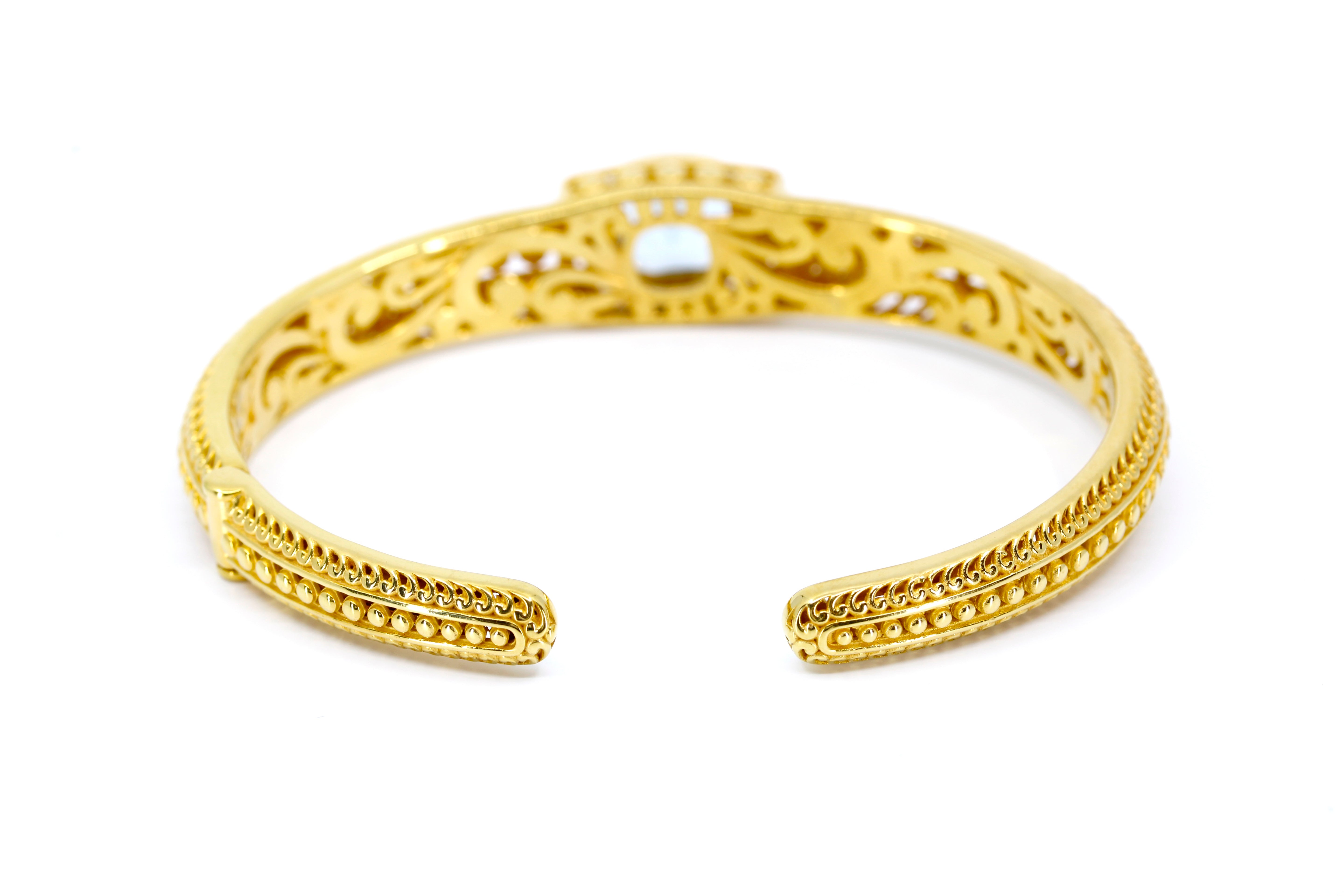 ALBA  18K Gold Vermeil Blue Topaz Cuff Bracelet