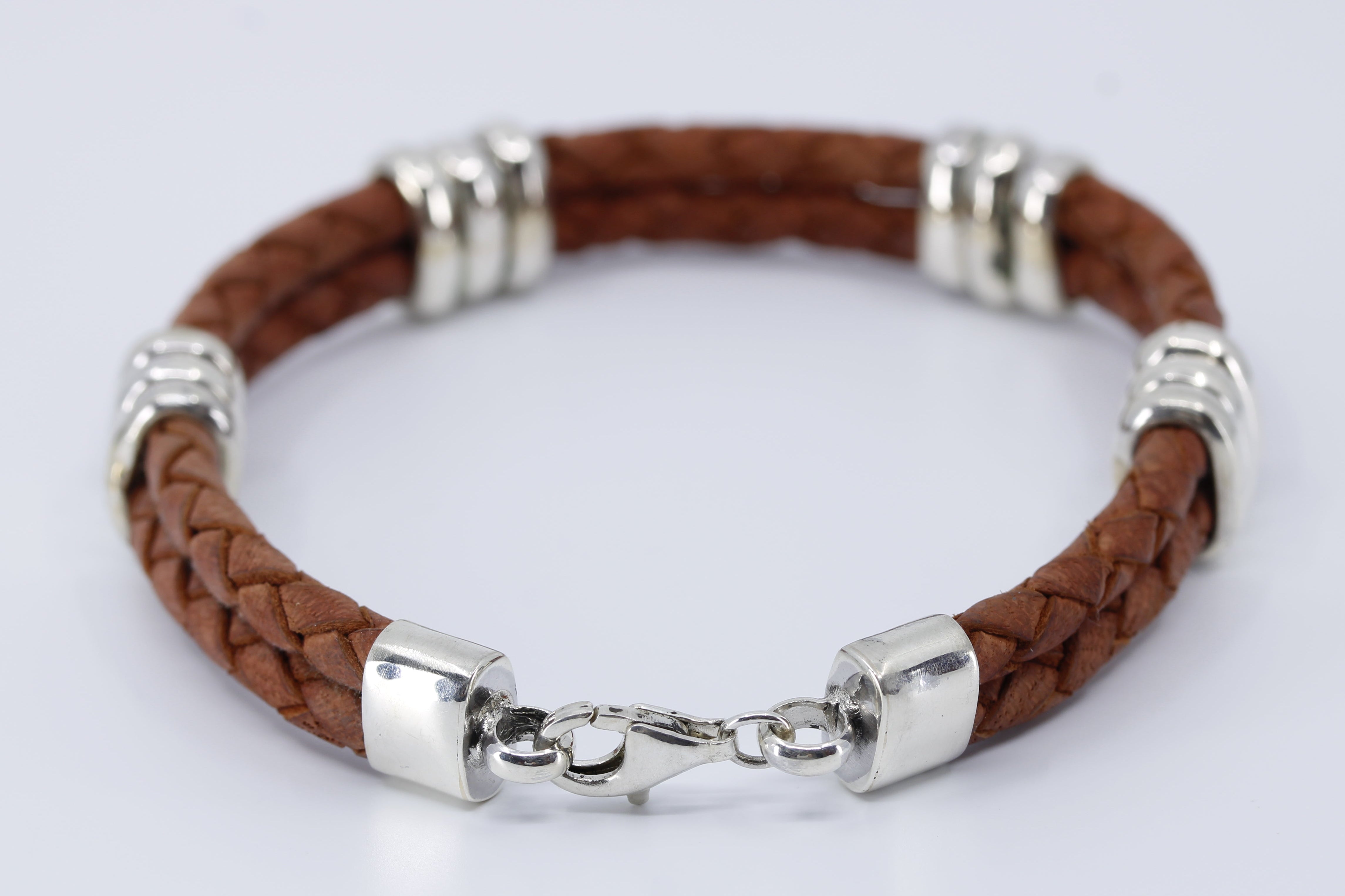 NOVA Braided Leather Bracelet with Tri Accent