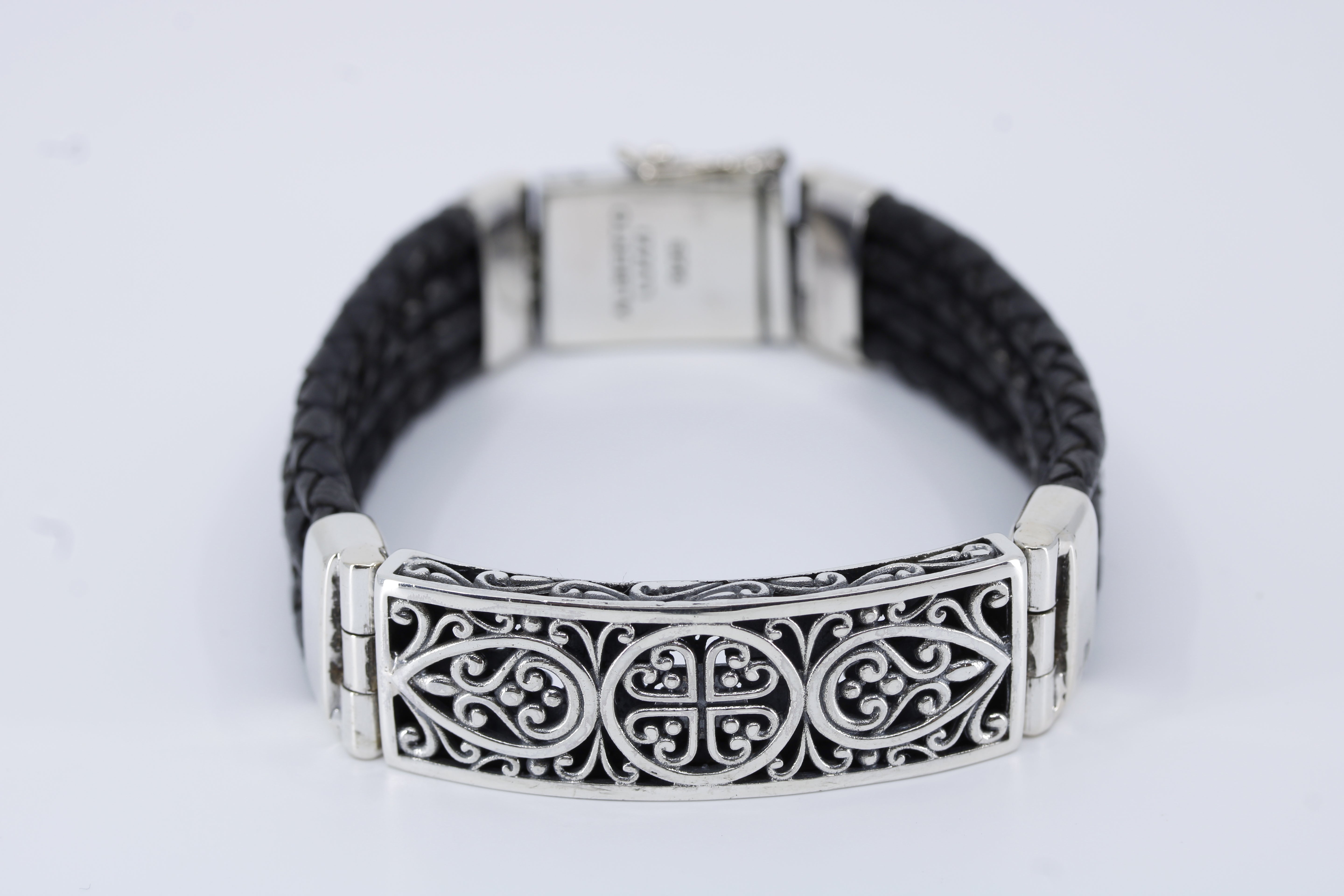 Casa Bali Sculpted Bar Black Leather Bracelet