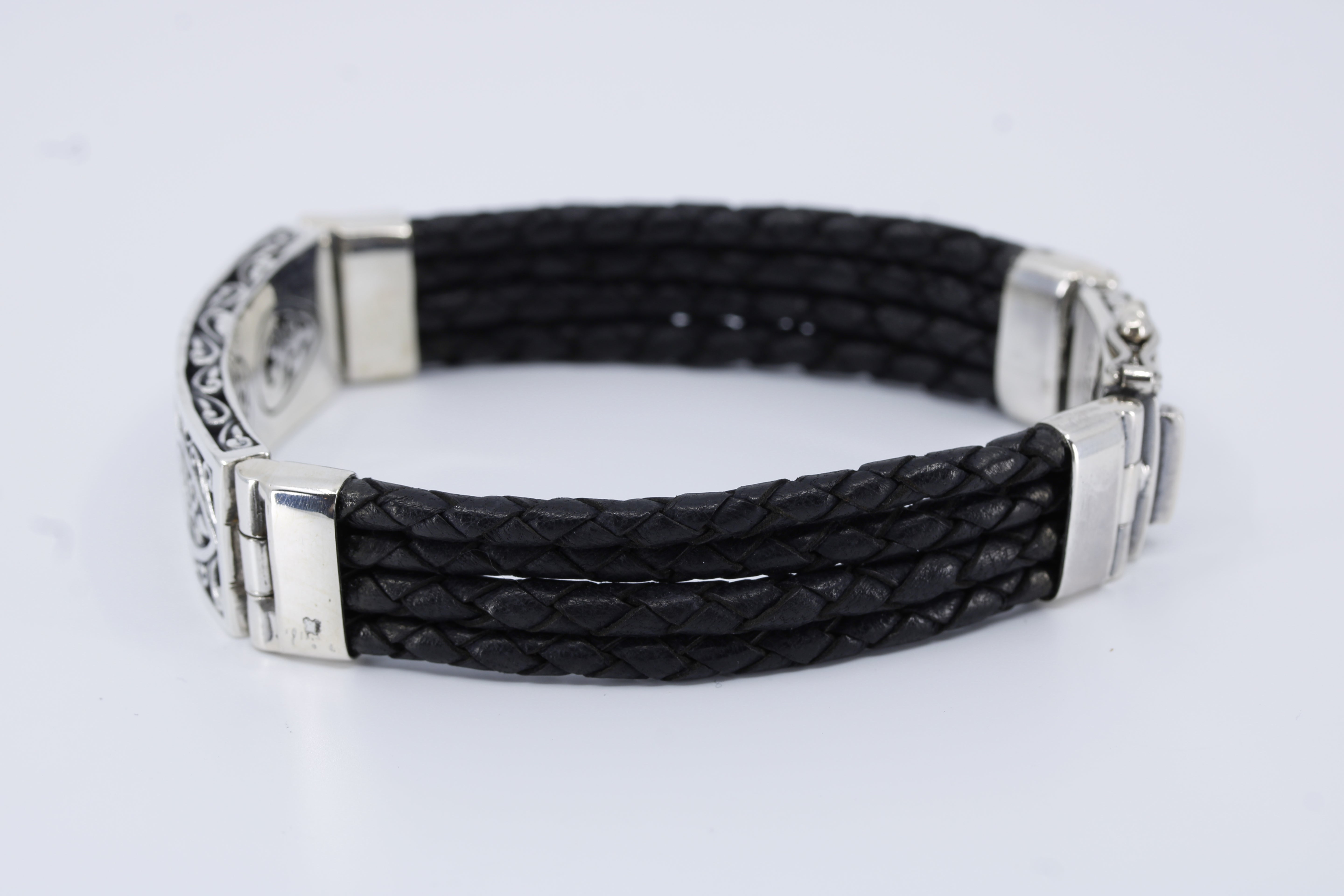 Casa Bali Sculpted Bar Black Leather Bracelet